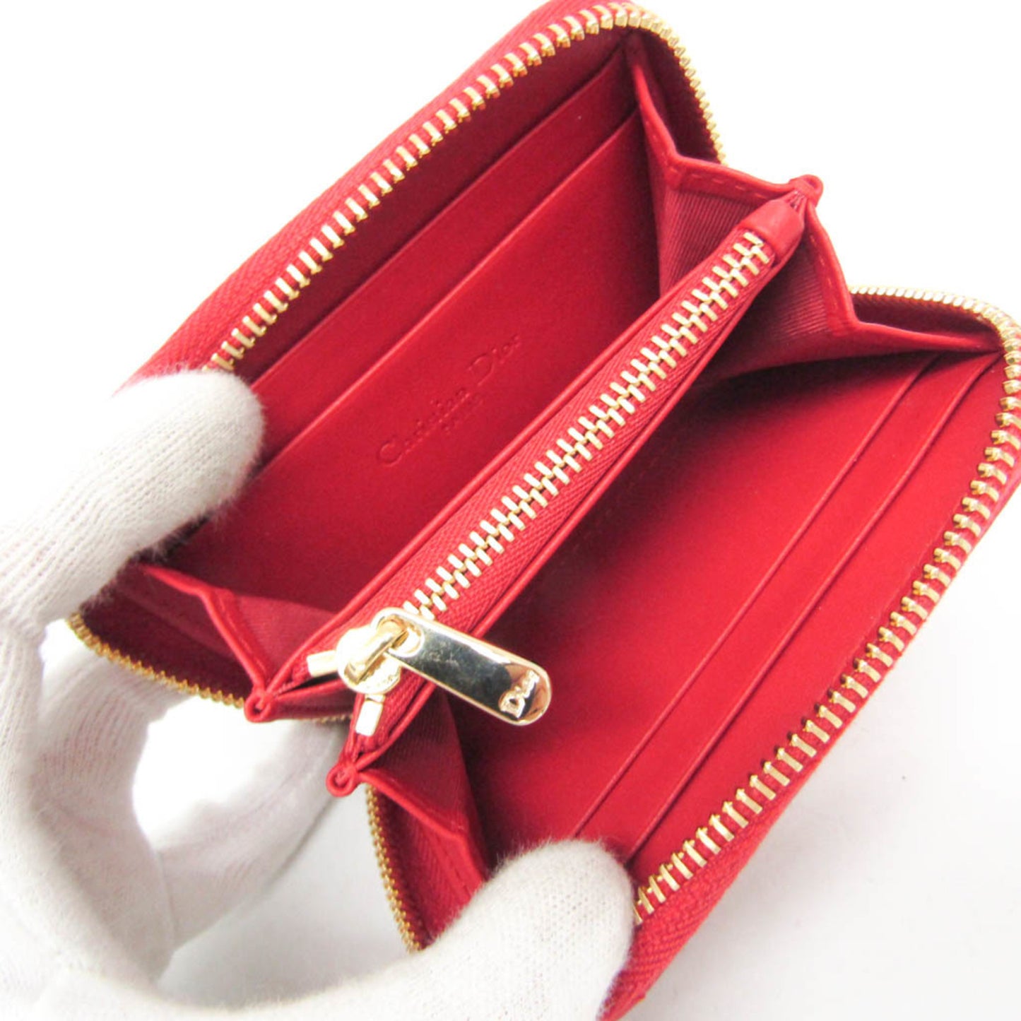 Christian Dior Lady Dior S0985ONHG Women's Leather Coin Purse/coin Case Red Color