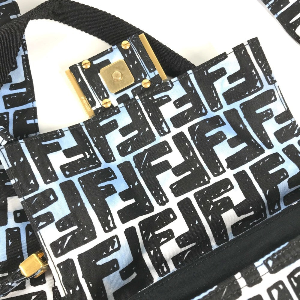 FENDI 8BR784 Joshua Vides Collaboration Zucca Baguette Bag Pochette Shoulder Nylon Men's Blue — New - Store Return