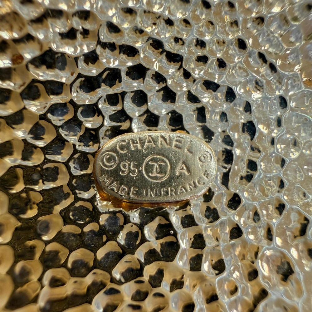 CHANEL Vintage 1995 (95A) Coco Mark Flower Brooch, Gold, Made in France, Women's — Like New