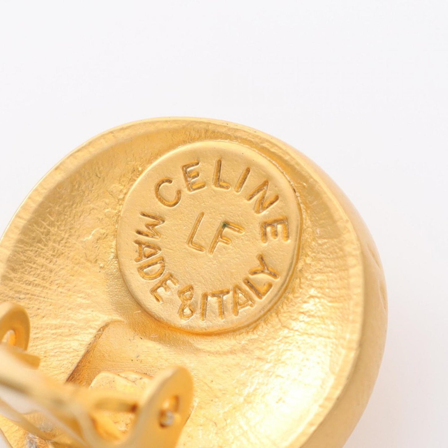 Celine logo earrings with gold-plated faux pearls for women in gold and white.