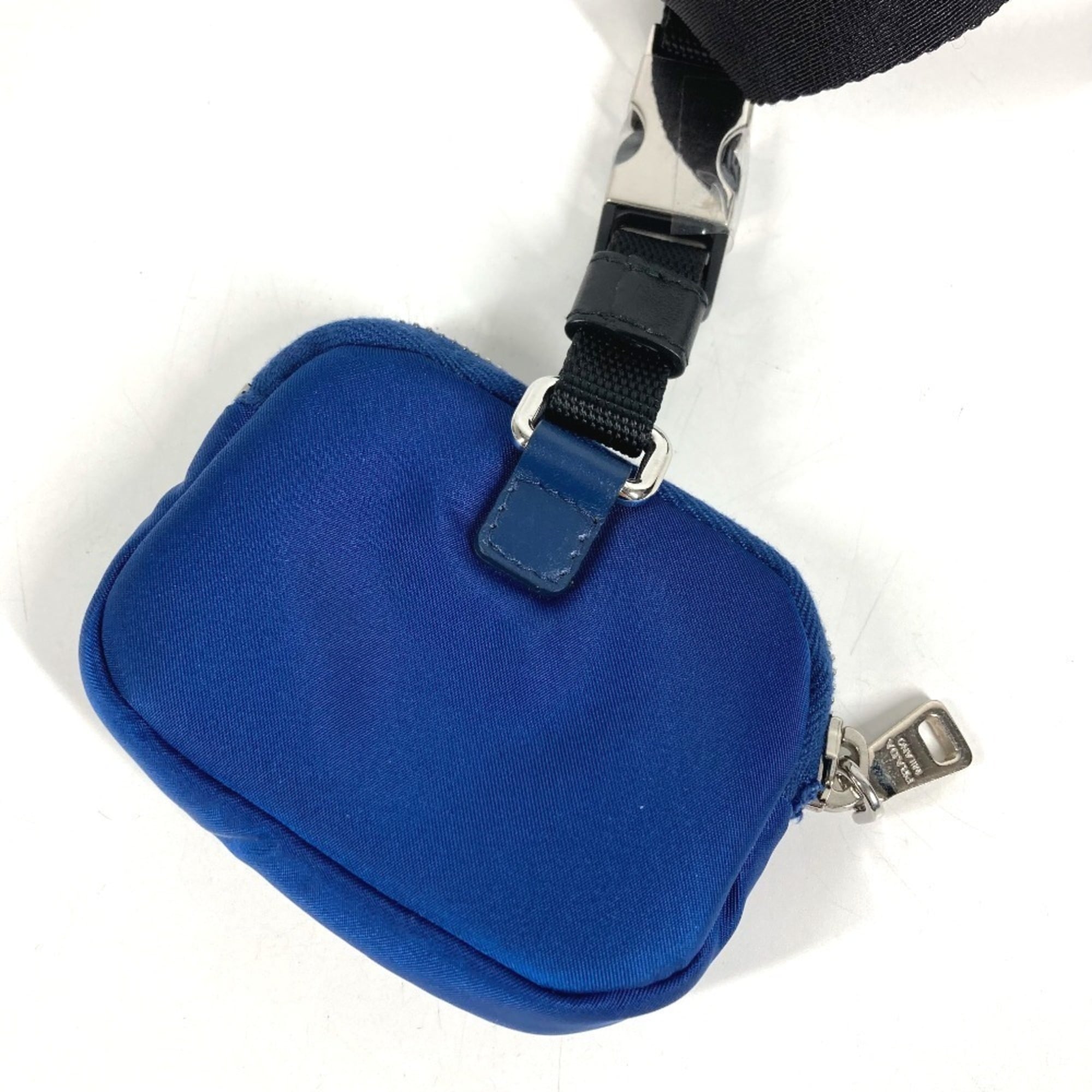 PRADA 2YG008 Triangle Logo Pet Leash Handbag Pouch for Dogs and Pets - Nylon, Blue. (Suitable men women.) — Like New