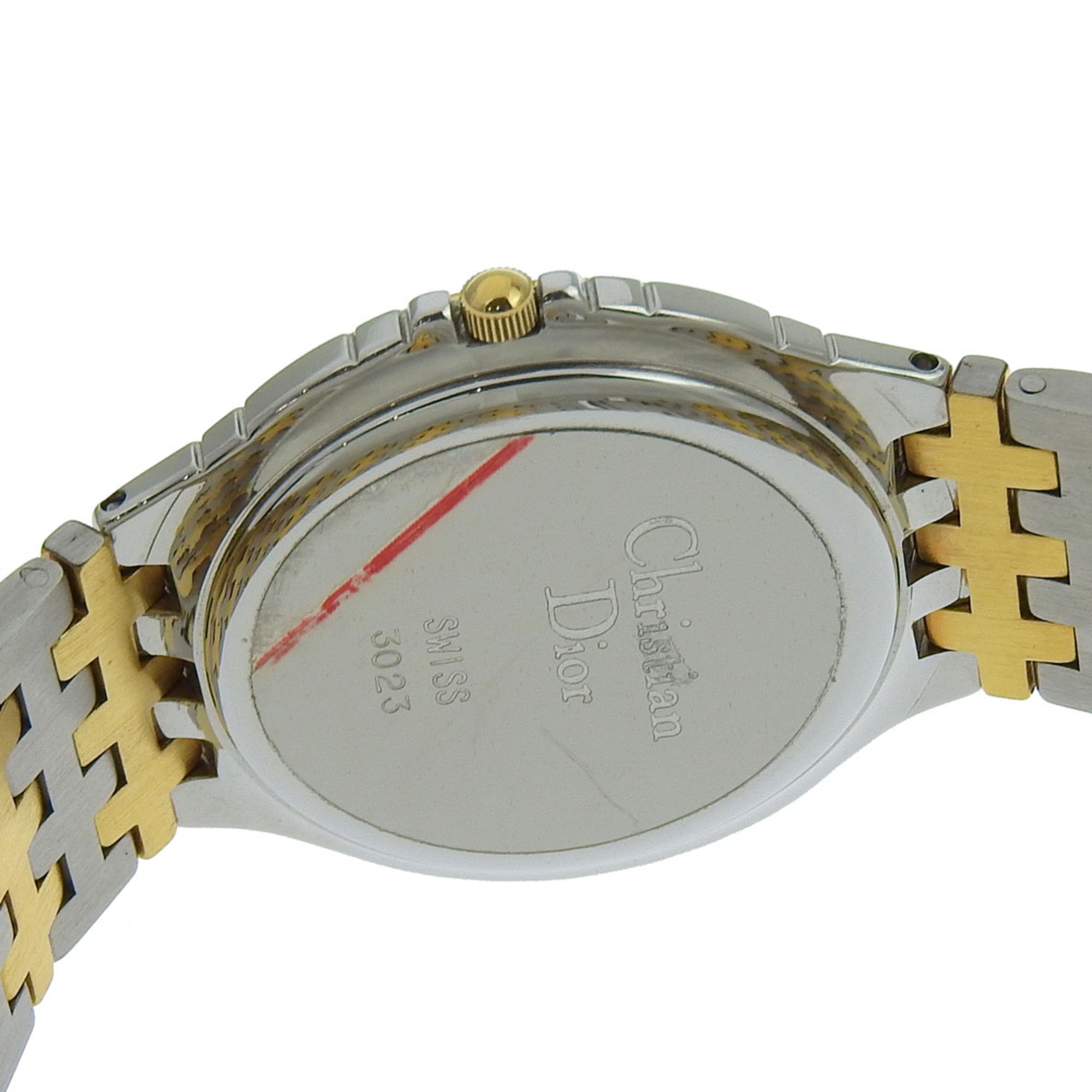 Christian Dior Combination Watch 3023 Stainless Steel x Gold Plated Quartz Analog Display White Dial Boys — Very Good