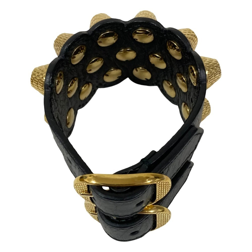 BALENCIAGA Giant Studded Leather Bracelet Bangle Black Women's — Like New