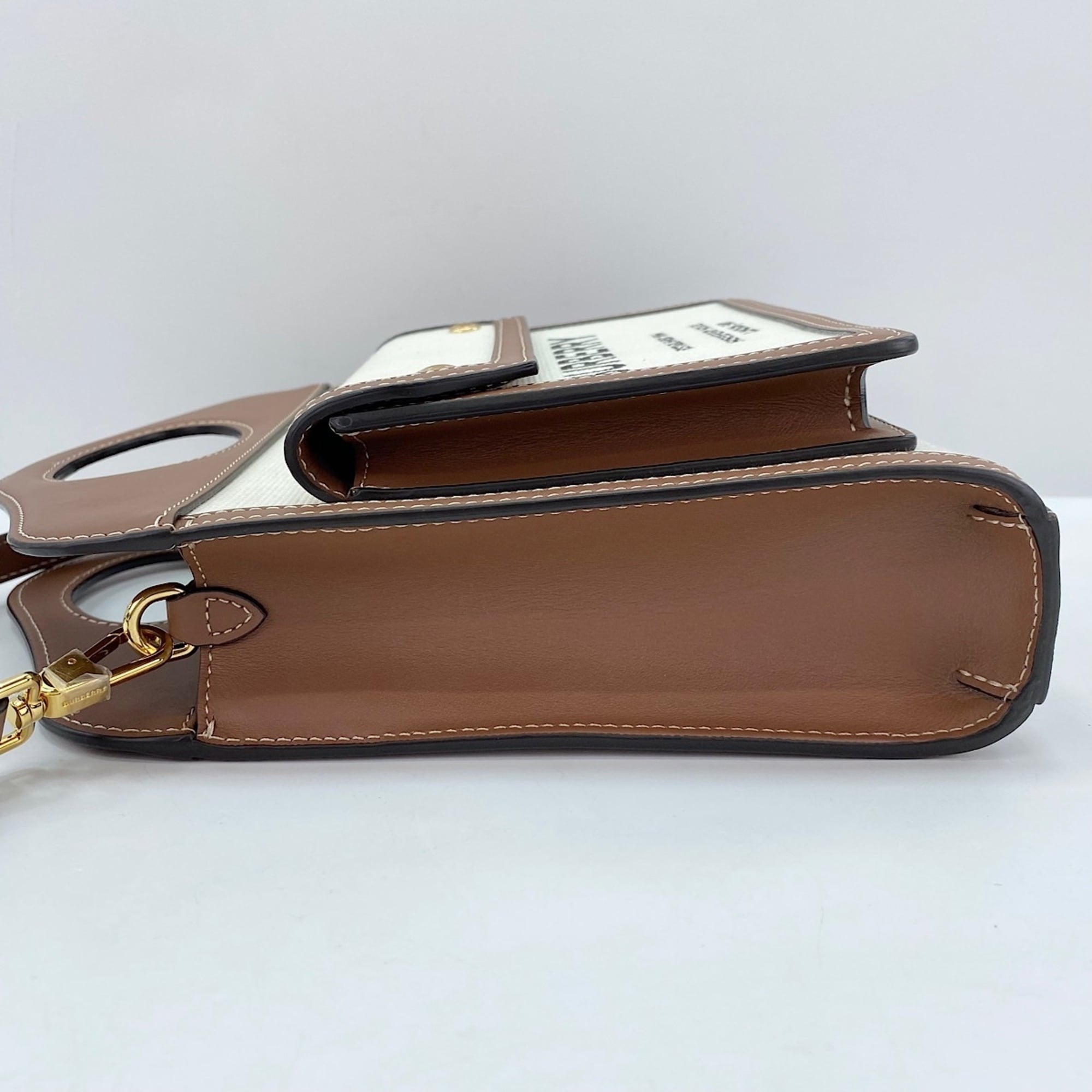 Burberry Mini Pocket Bag 2-Way Handbag Canvas Brown — Like New