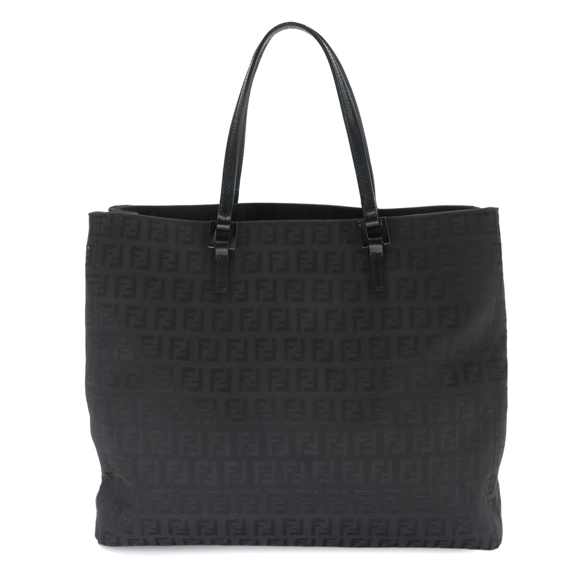 Fendi Zucchino Tote Handbag, Canvas and Leather, Black, 8BH133, Gunmetal Hardware — Like New