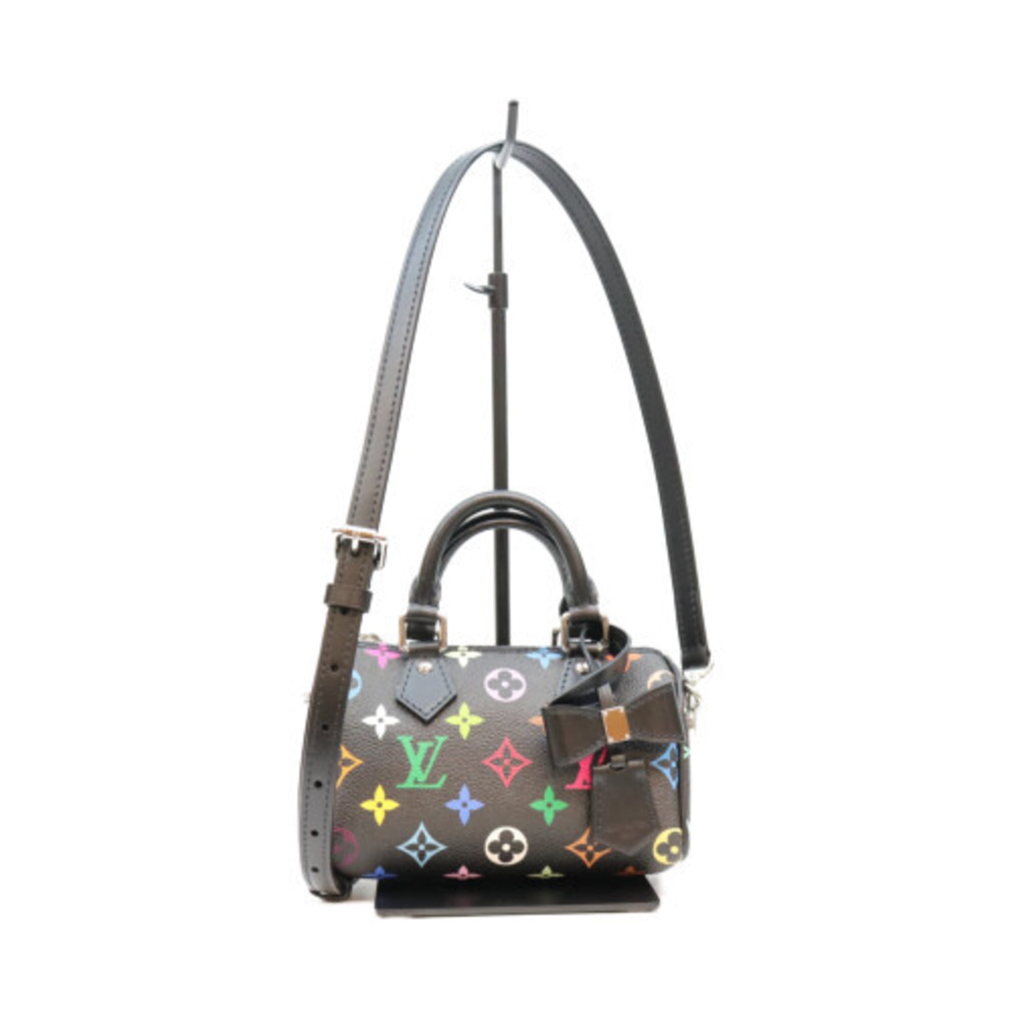 LOUIS VUITTON x Takashi Murakami M13406 Multicolor Noir Nano Speedy Boston Bag Black Silver Hardware Women's — Like New