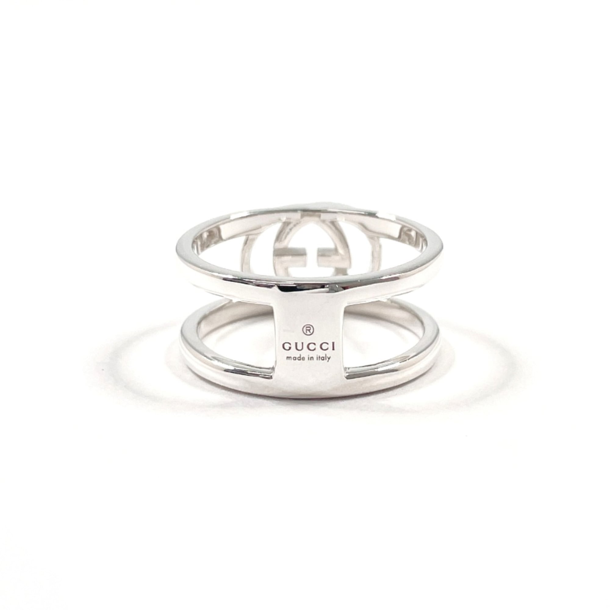GUCCI Interlocking G Wide Ring, Sterling Silver 925, Size 15, Silver, Men's — Like New