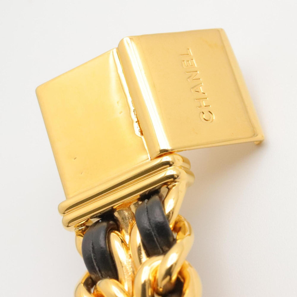 Chanel CHANEL Première S Watch, Gold Plated (GP), Leather Strap, Women's, Black, H0001 — Very Good