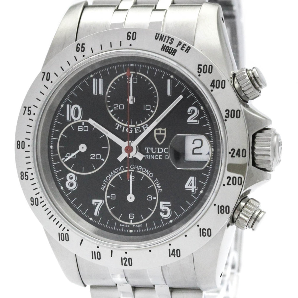 TUDOR Chrono Time Prince Date Tiger Steel Mens Watch 79280 Polished — Very Good