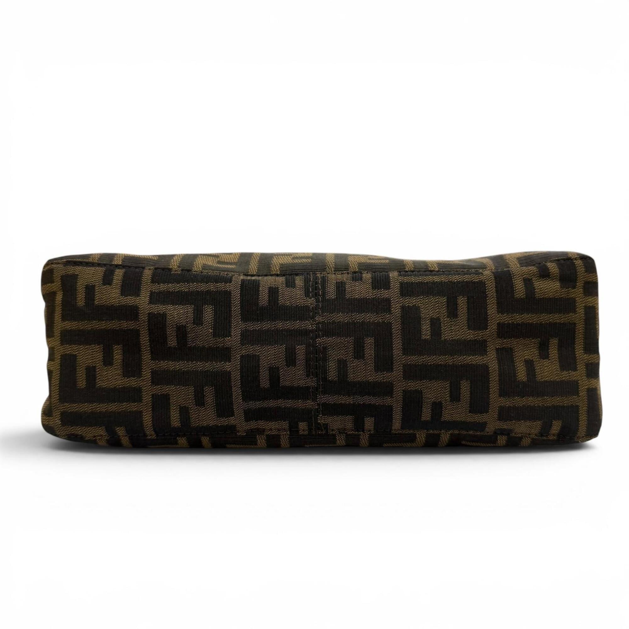 FENDI Vintage 26566 Leather Shoulder Bag with Zucca Pattern and FF Logo Hardware, Brown, Made in Italy, Women's, Box — Like New