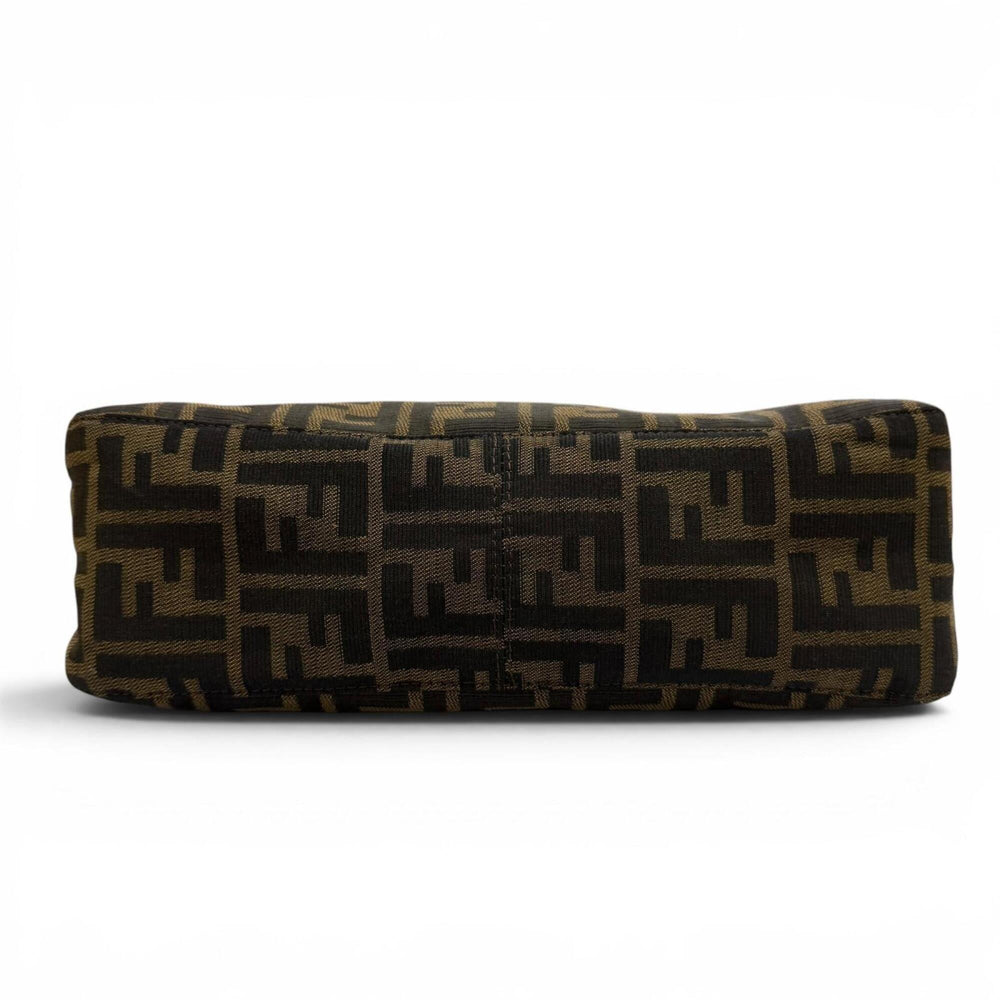 FENDI Vintage 26566 Leather Shoulder Bag with Zucca Pattern and FF Logo Hardware, Brown, Made in Italy, Women's, Box — Like New