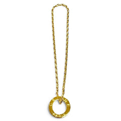 CELINE Vintage Circle Logo Design Chain Necklace Pendant Accessory Gold Made in Italy Women's — Like New