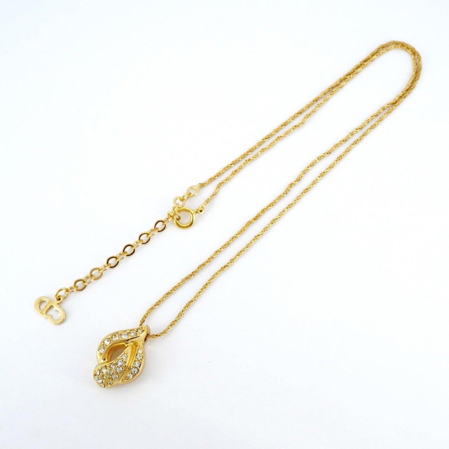 Christian Dior necklace with GP plating and rhinestones, gold, for women