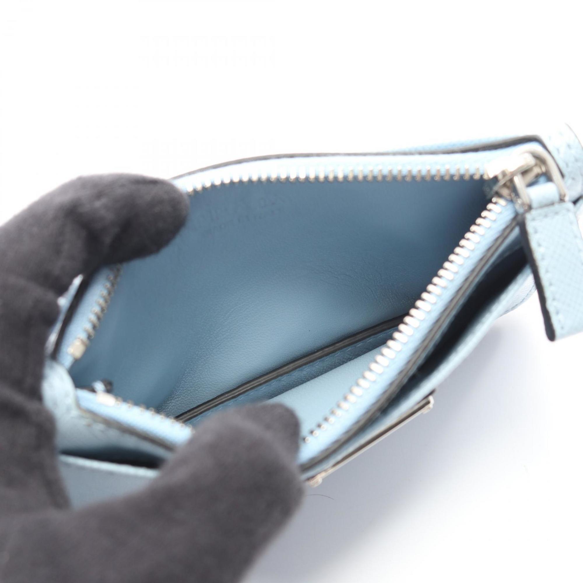 Prada SAFFIANO TRIANGLE Wallet with Coin Purse, Saffiano Leather, Women's, Blue, 2MC084