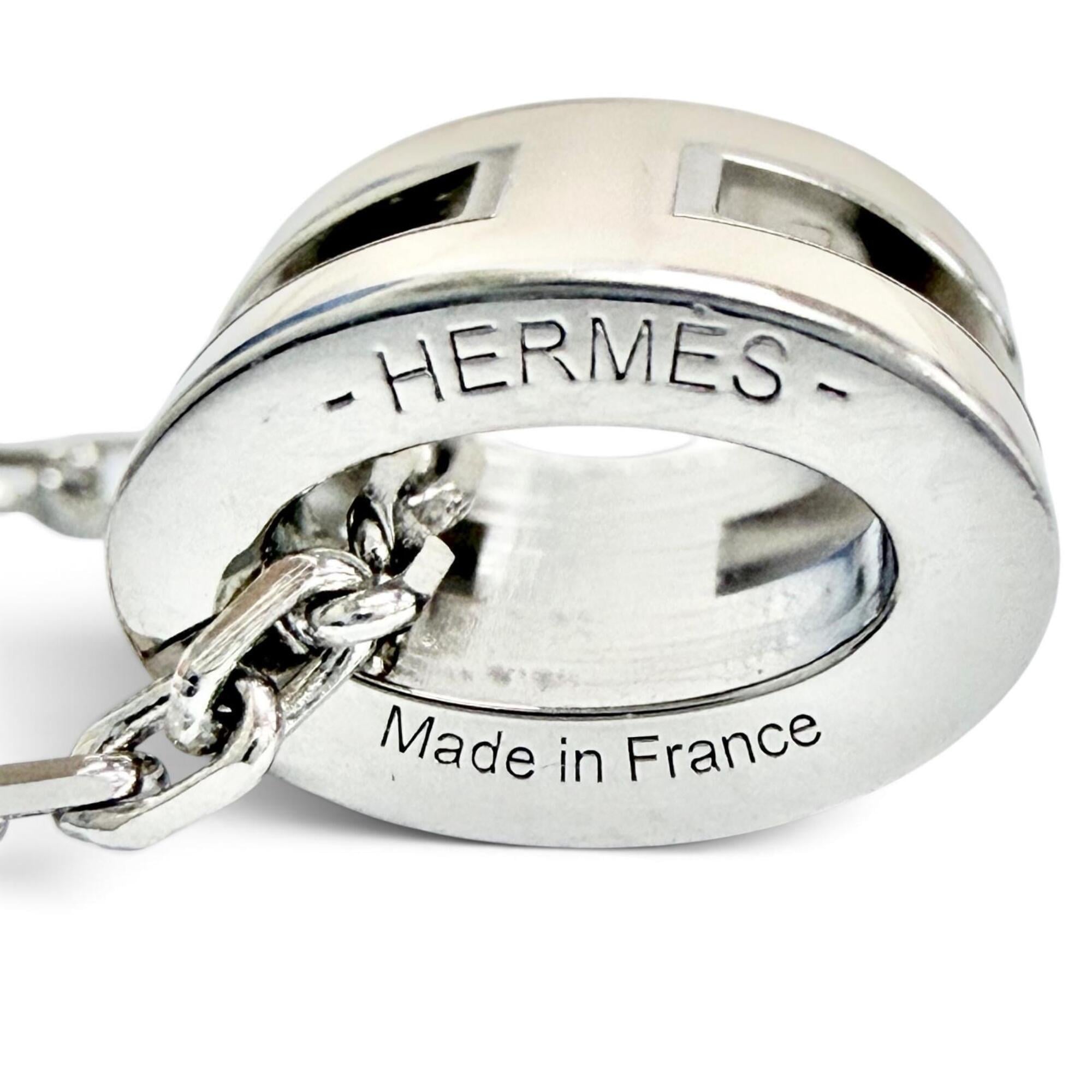 HERMES Mini Pop H Pendant Necklace - Marron Glacé (candied chestnut) design, silver hardware, made in France, women's, with box, very popular — Like New