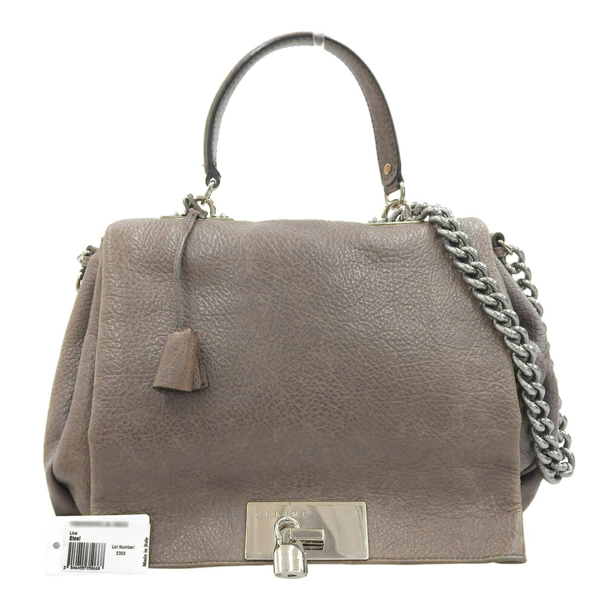 Celine CELINE Bag Chain Shoulder Handbag 162293WLB 08IX Gray Leather
