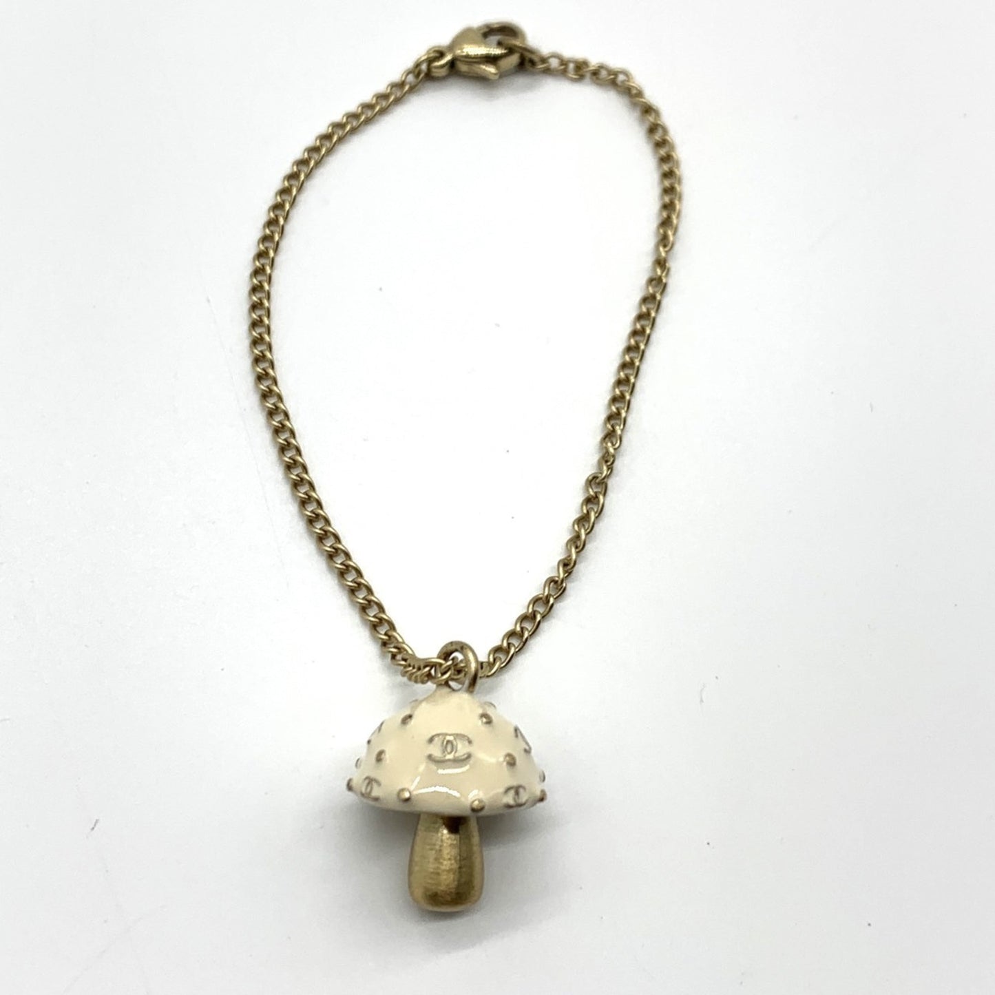 Chanel Mushroom Motif Coco Mark Bracelet, 2003 Model, White/Gold, Women's, GP CHANEL