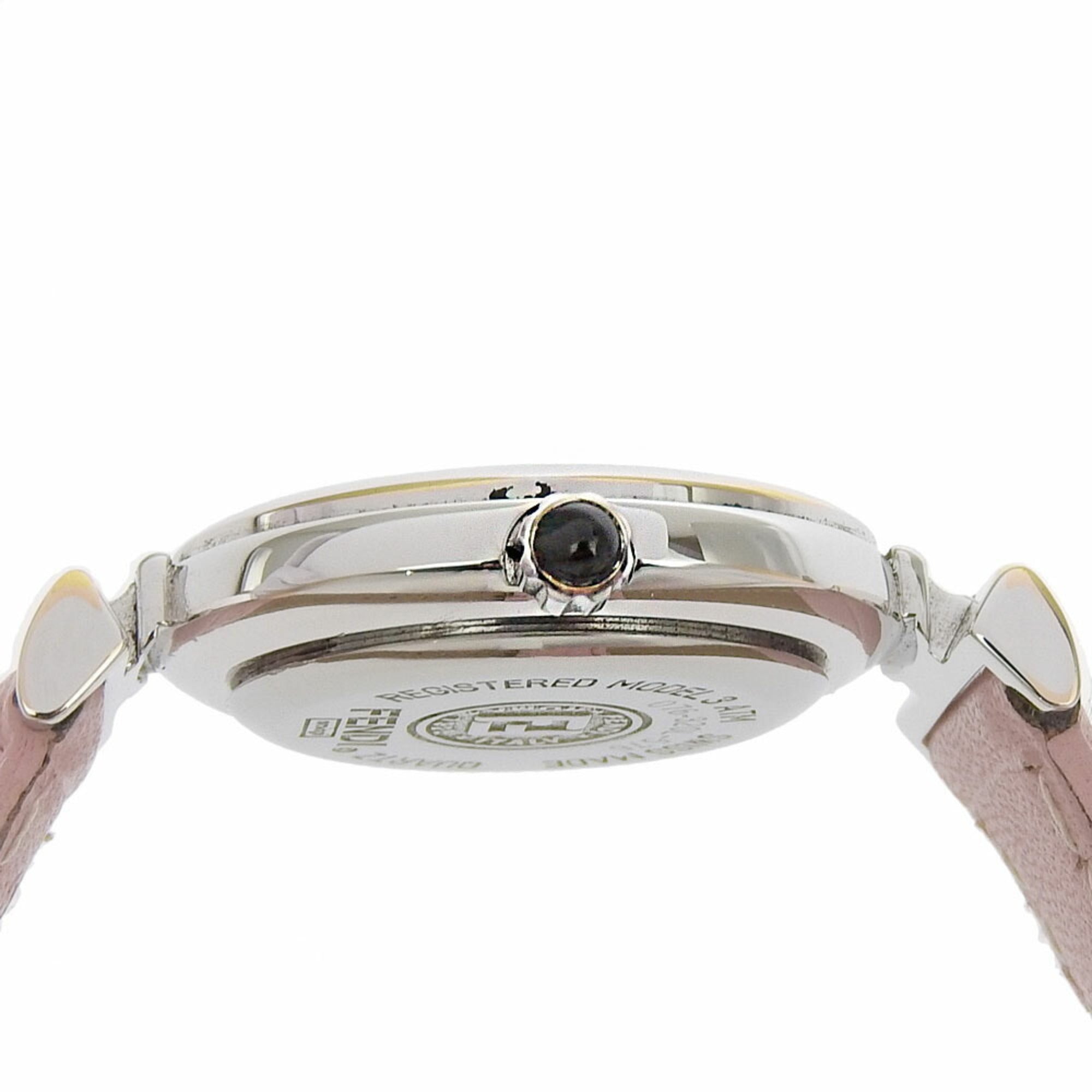 FENDI Watch 320L Stainless Steel x Embossed Leather Quartz Analog Display White Shell Dial Women's — Good