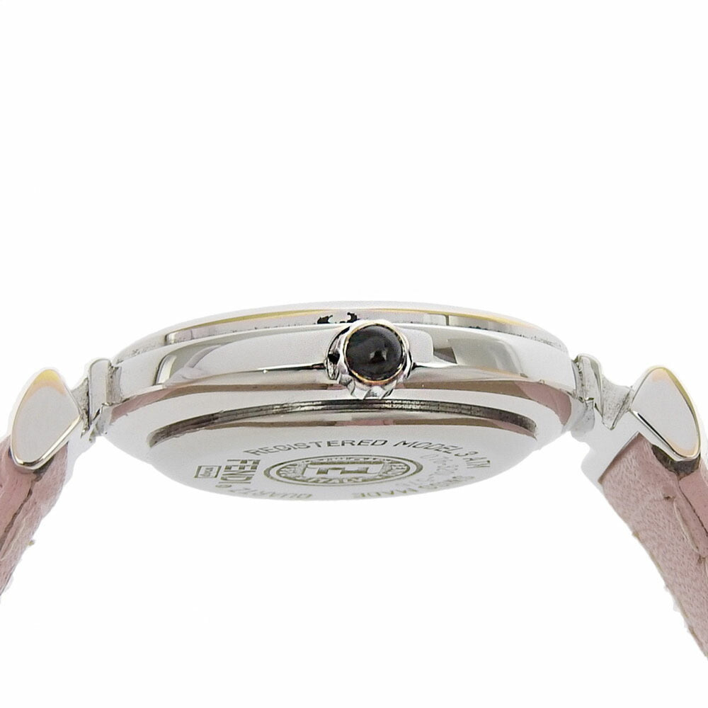 FENDI Watch 320L Stainless Steel x Embossed Leather Quartz Analog Display White Shell Dial Women's — Good