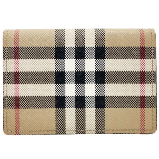 Burberry Check Trifold Wallet, PVC Leather, Beige, Black, BURBERRY Double Wallet AANN-15824