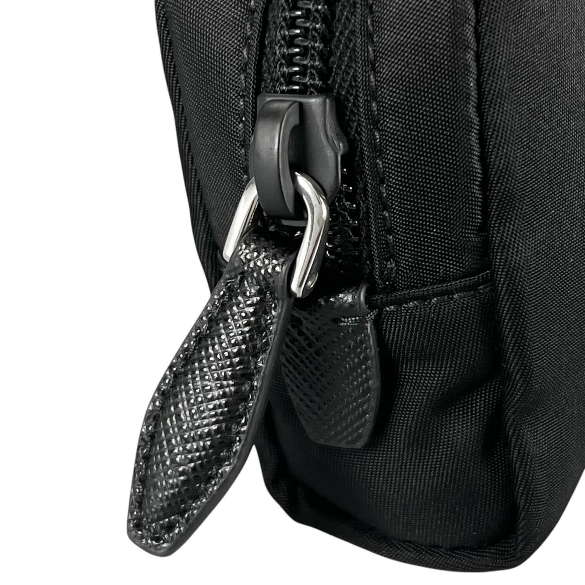PRADA Re-Nylon Triangle Logo Cosmetic Pouch, Nylon Black, Made in Italy, Women's, with Box — Like New