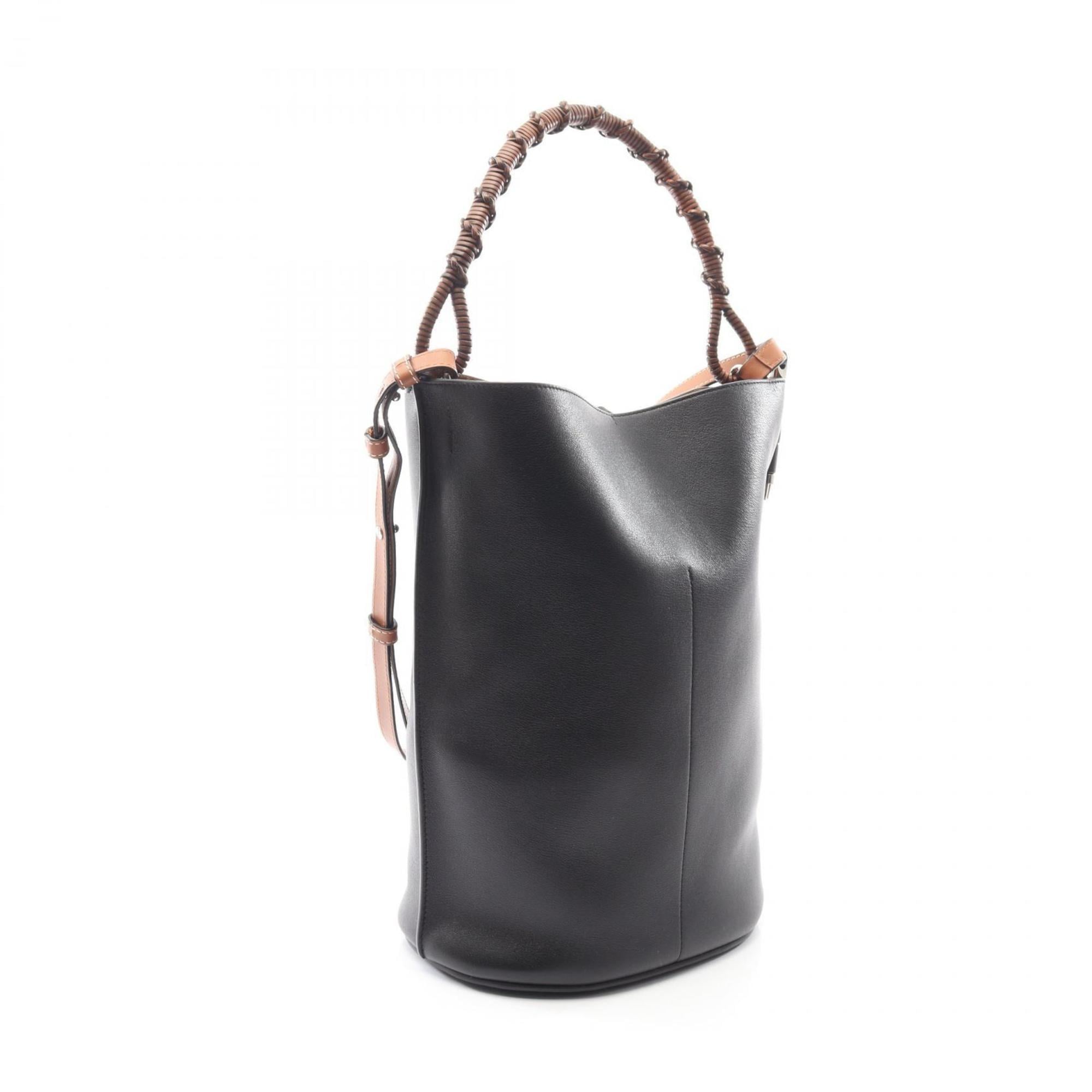 LOEWE Gate Large Bucket Handbag, Leather, Women's, Black and Brown