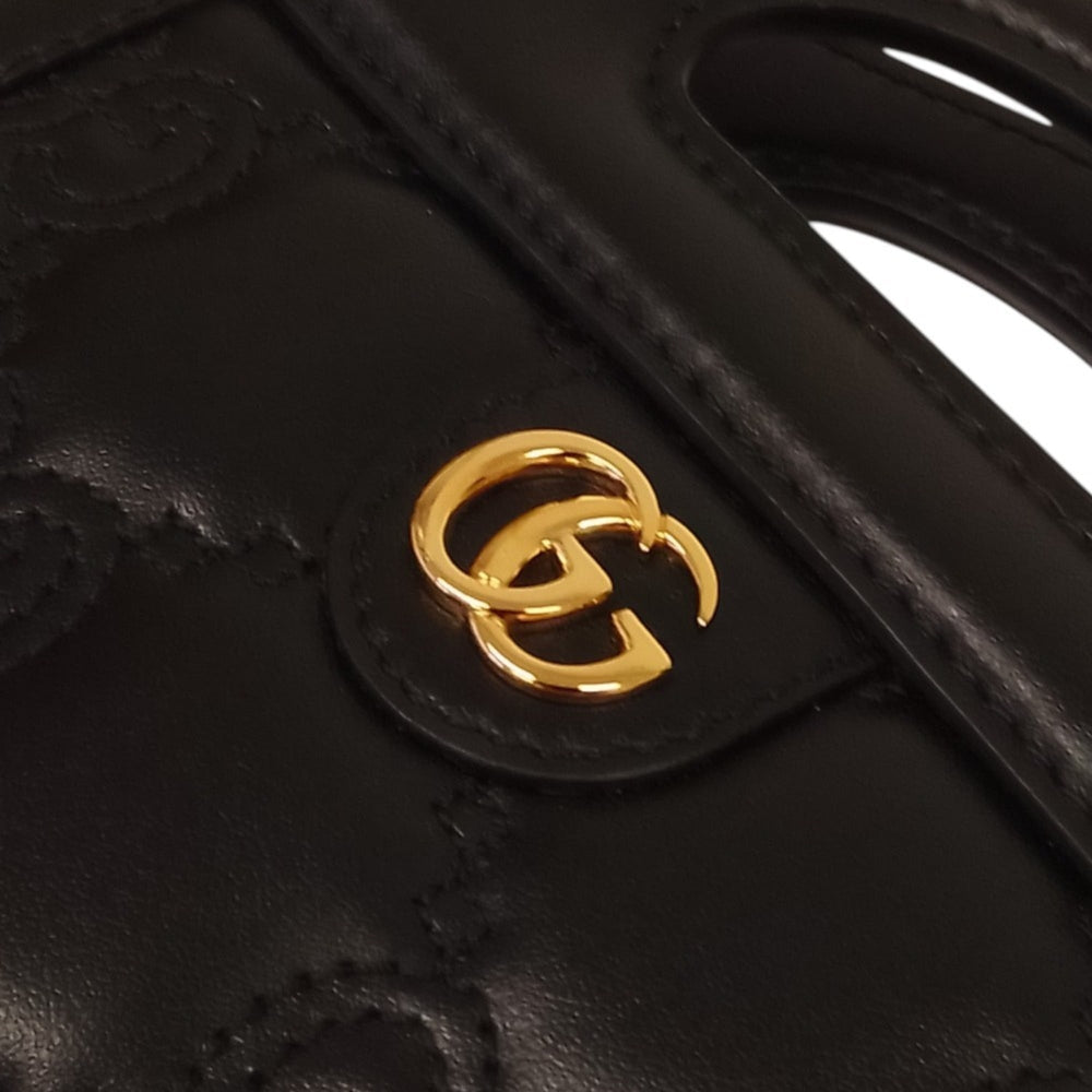 GUCCI GG Matelassé Mini Top Handle Bag Shoulder 723776 Black Women's — Like New