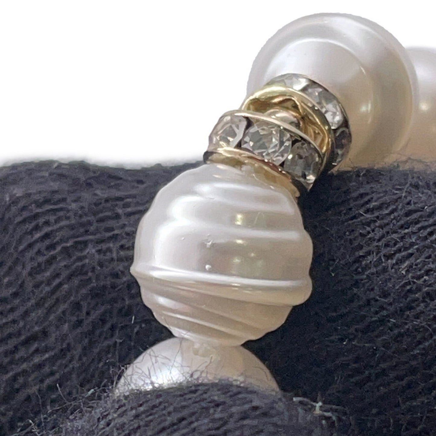 Chanel Necklace Coco Mark Fake Pearl Rhinestone B23 S CHANEL