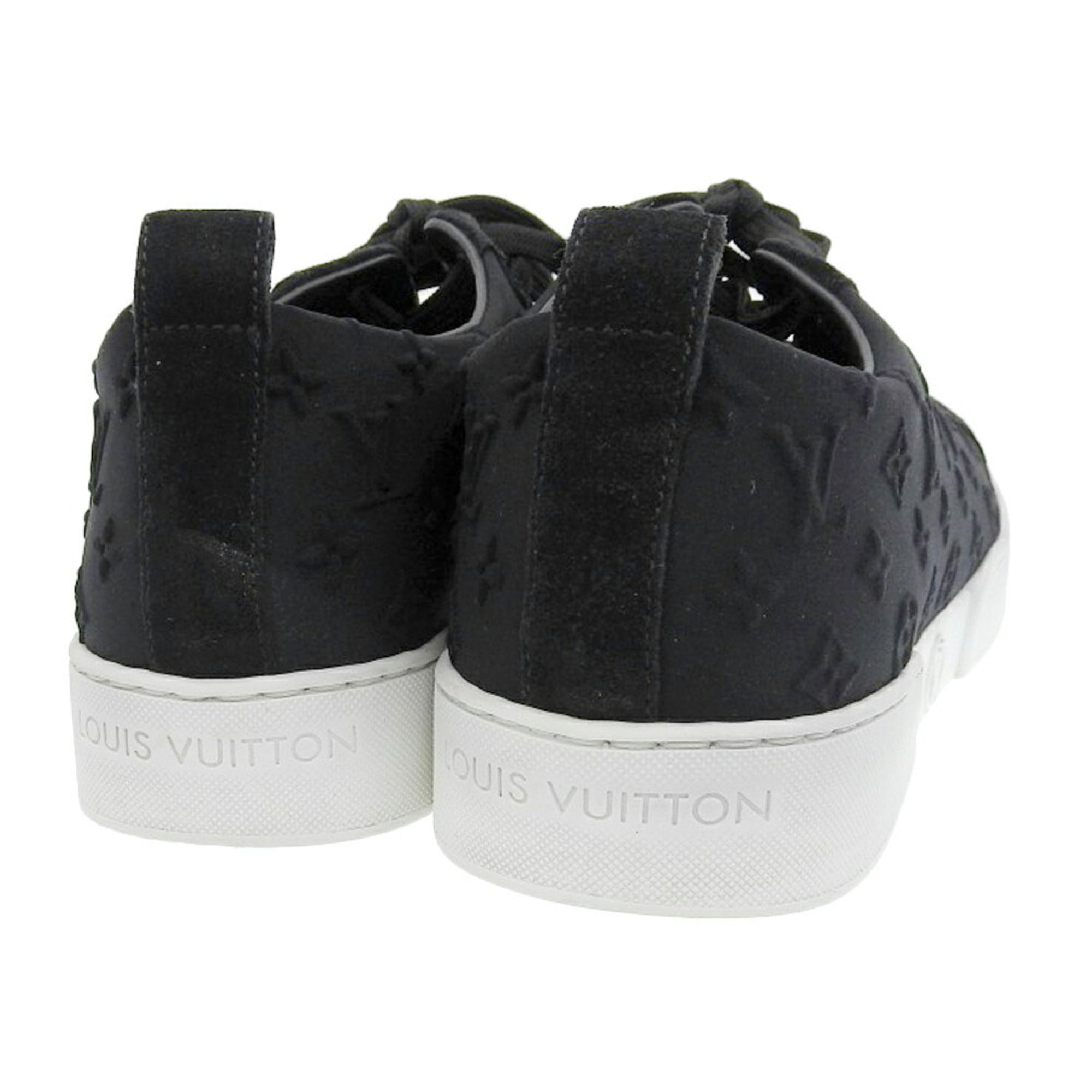 Louis Vuitton Stellar Line Shoes Monogram Embossed Sneakers Approx. 22cm Suede Black