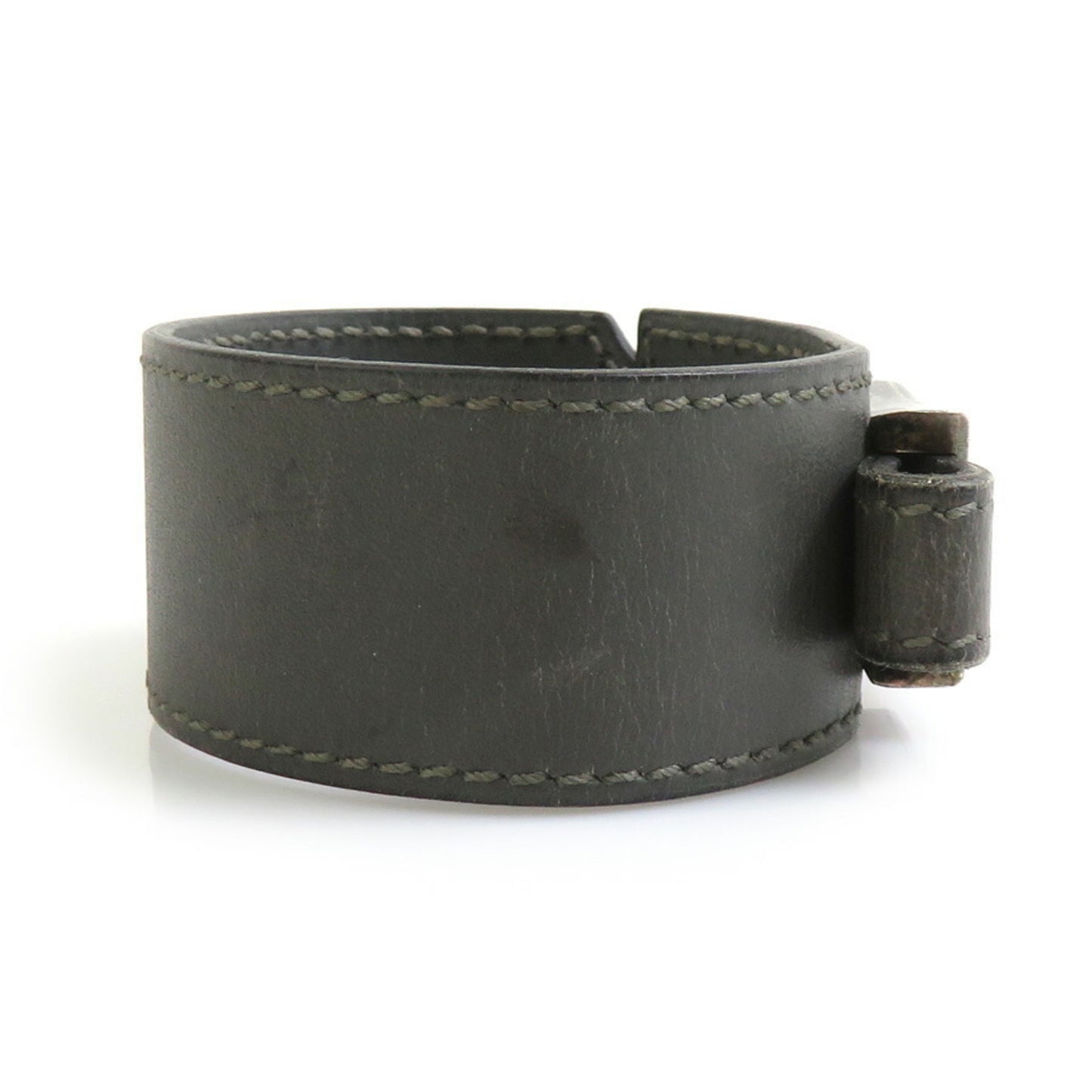 Hermes Hermès Touareg Bracelet in Leather, Metal, Gray, and Silver, Women's, e60630a