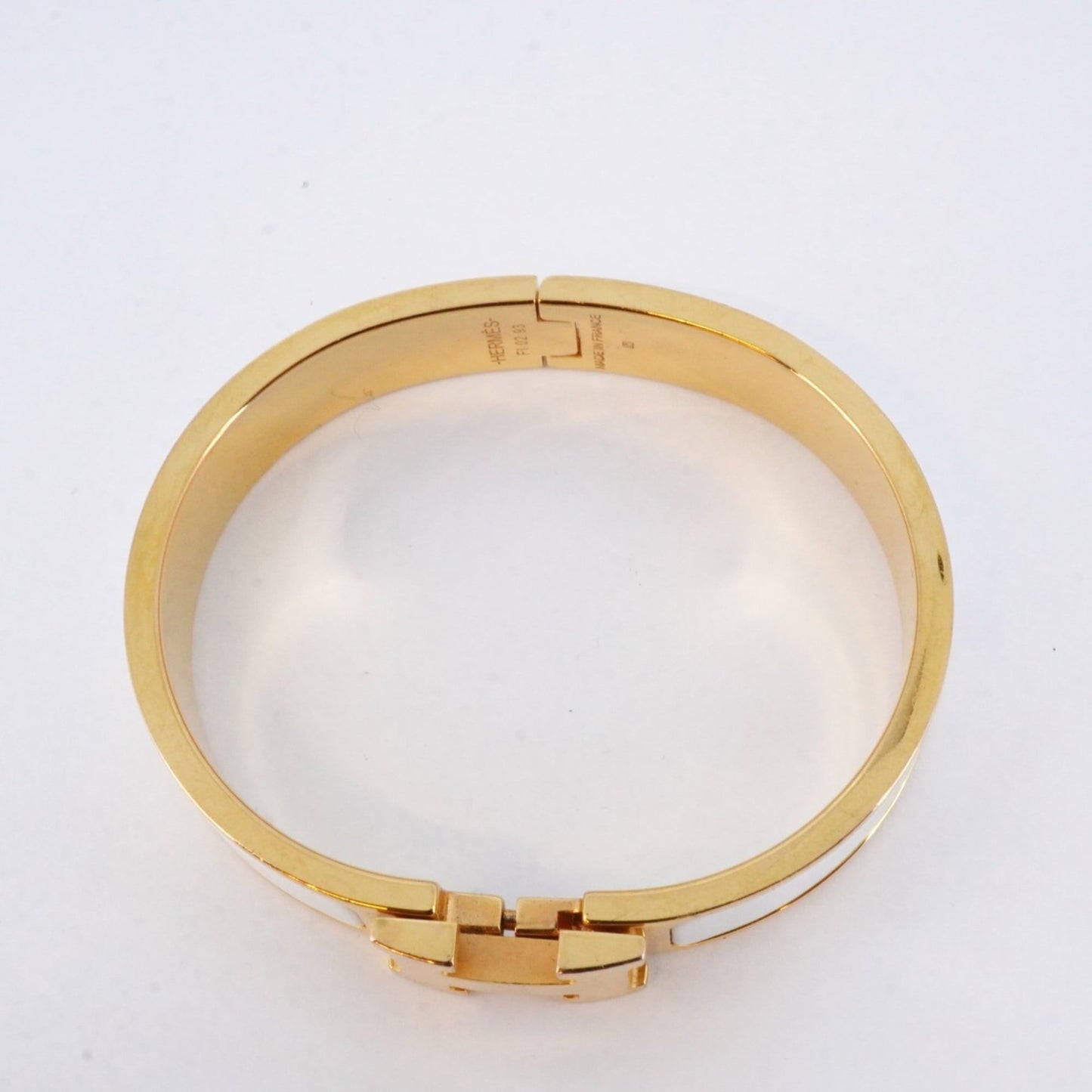 Hermes Click Cluck PM Bangle in GP-plated Gold and White for Women