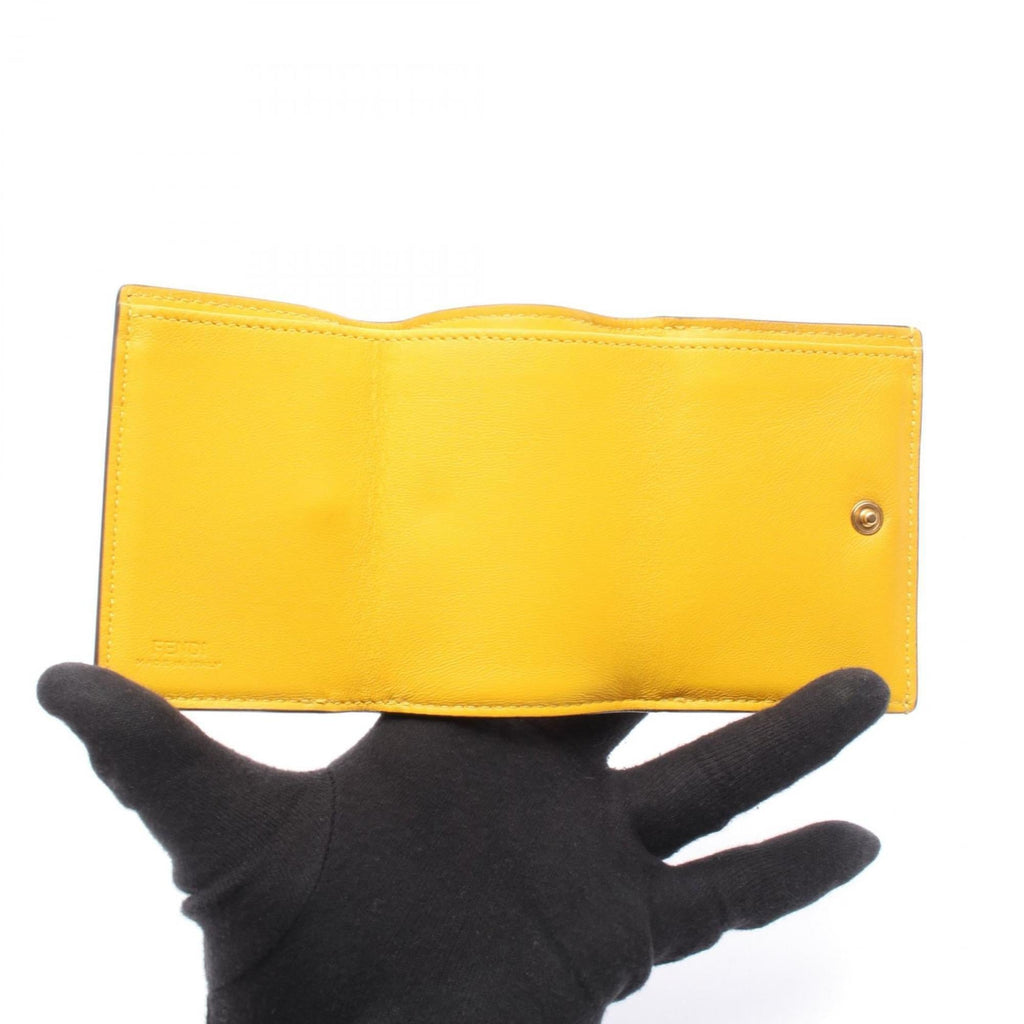 Fendi Baguette Micro Tri-fold Wallet, Leather, Women's, Yellow