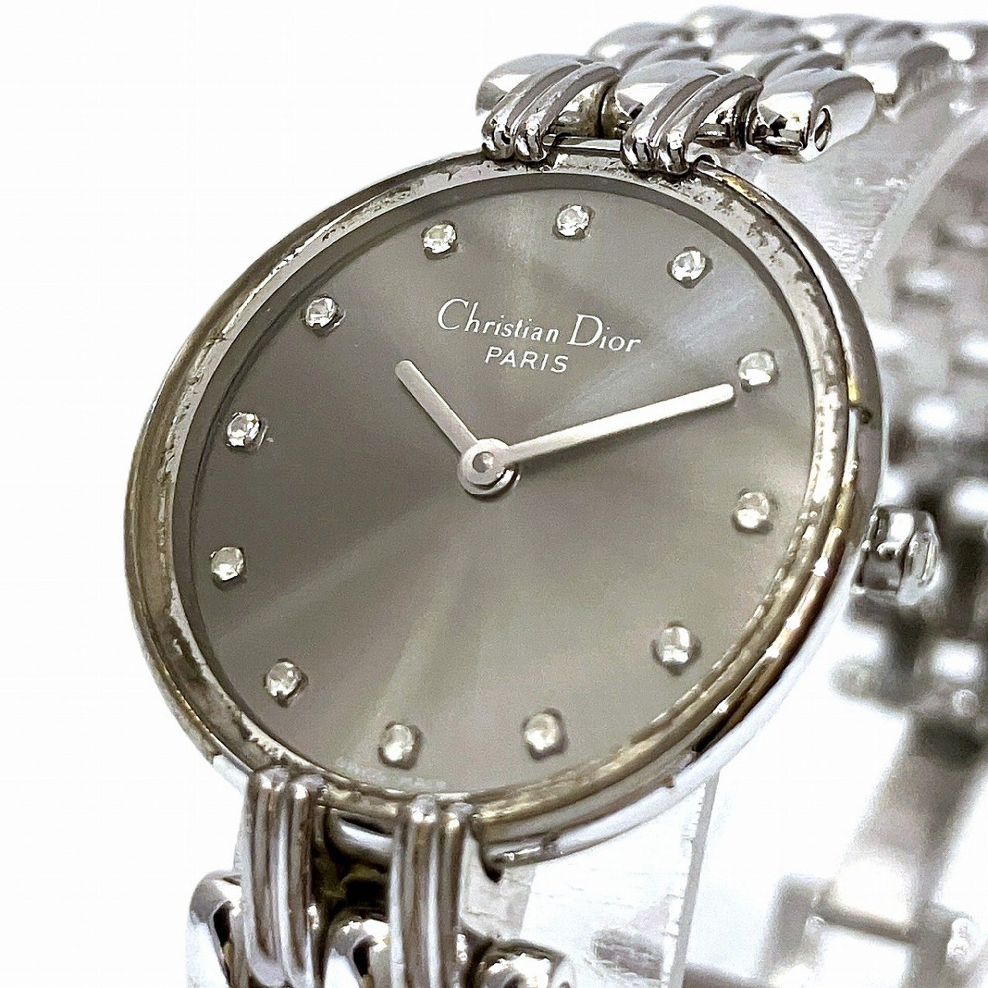 Christian Dior Bacilla watch, total weight 37.8g, stainless steel, quartz movement, gunmetal dial, D44-120 — Good