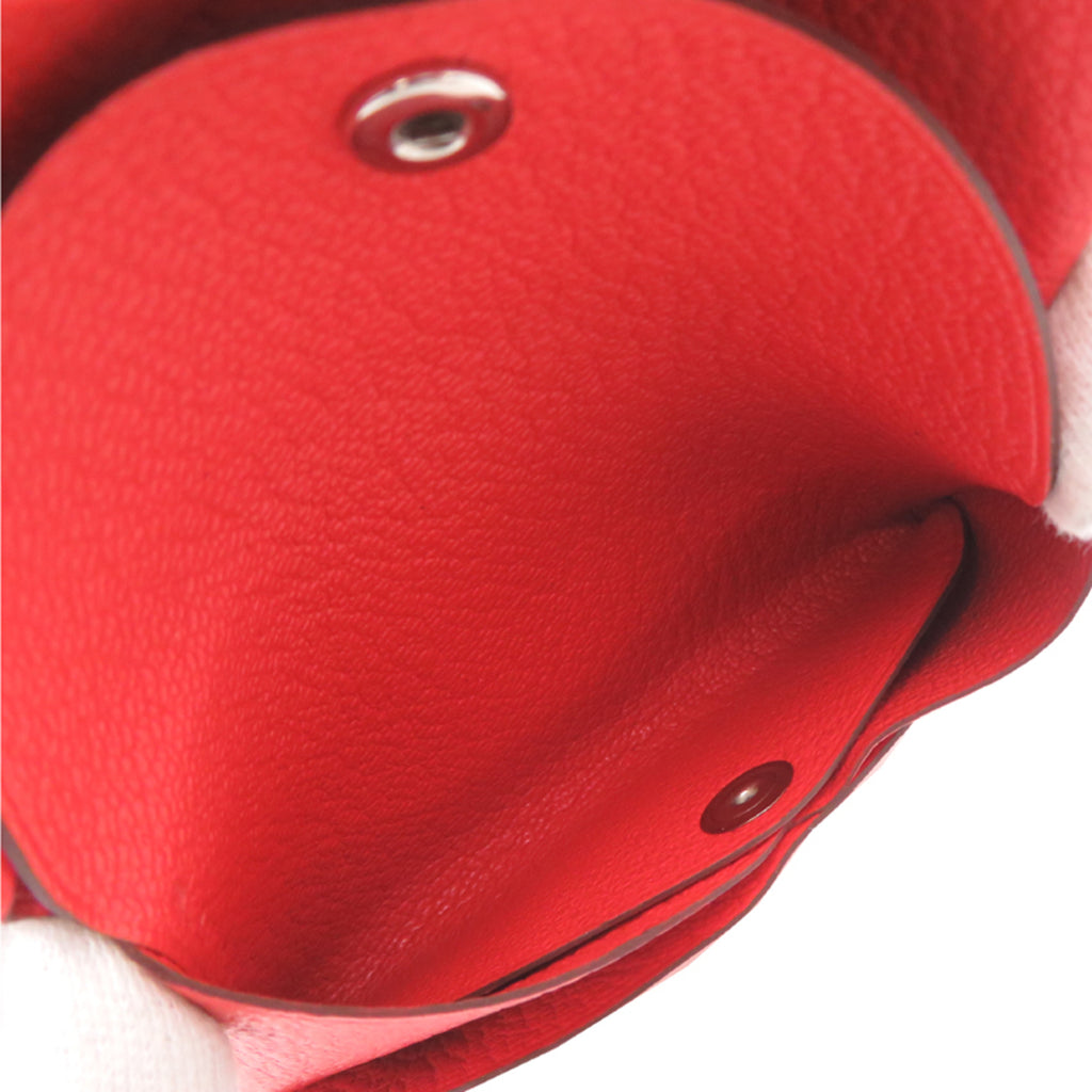 Hermes Hermès Calvi Duo W Stamp (2024) Women's/Men's Coin Case, Chevre Mysore, Rouge Cou