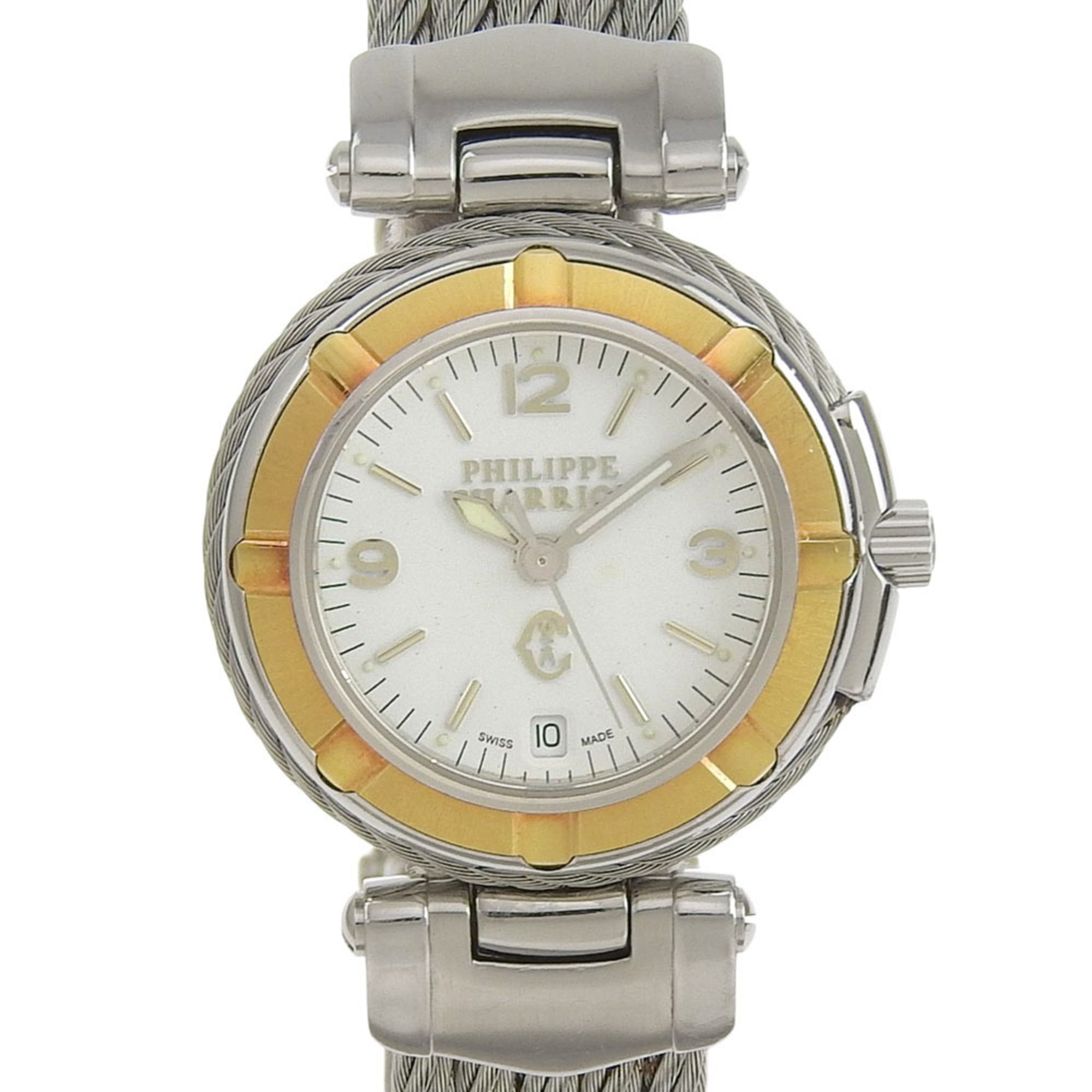 CHARRIOL Wristwatch 53.97.3654 Stainless Steel Quartz Analog Display White Dial Women's — Good