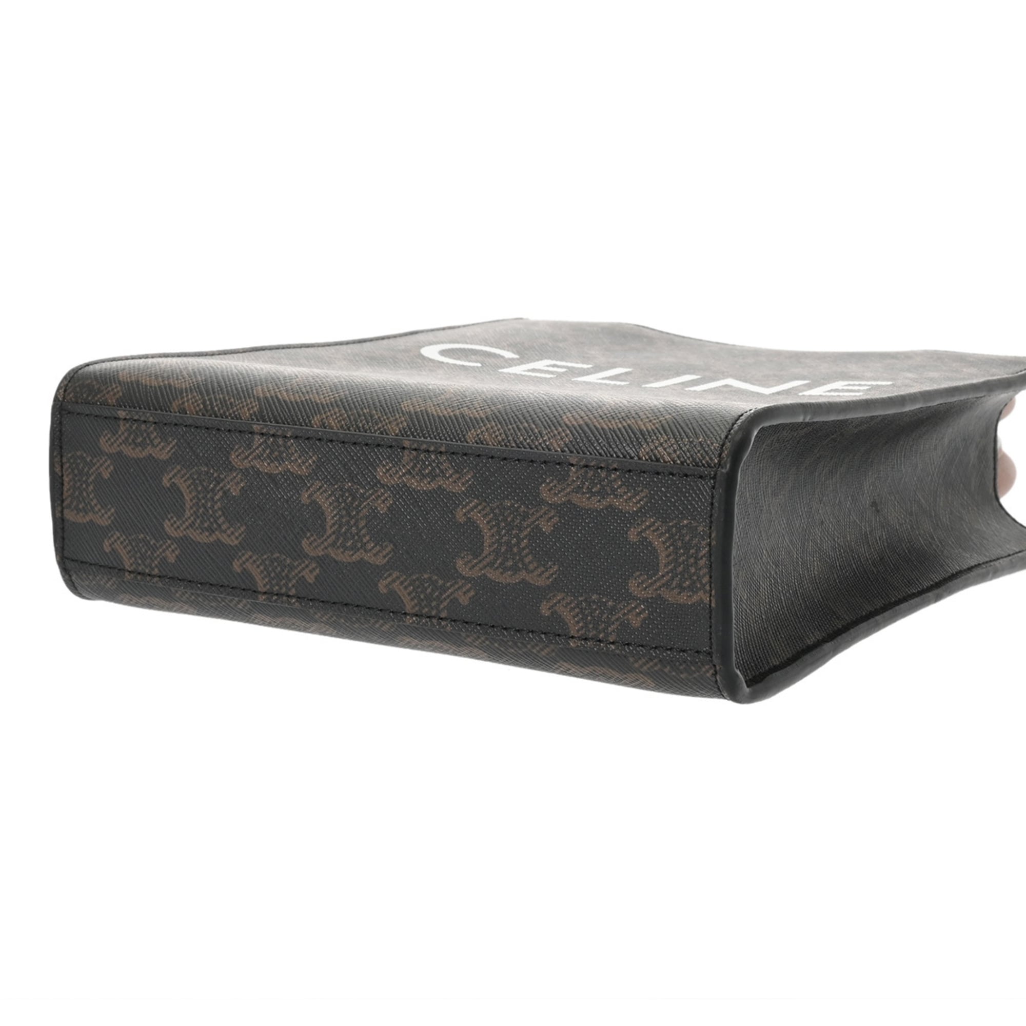 CELINE Triomphe Canvas Mini Vertical Cabas Tan 194372BZK Women's Leather Handbag, A-Rank, Pre-Owned, Ginzo