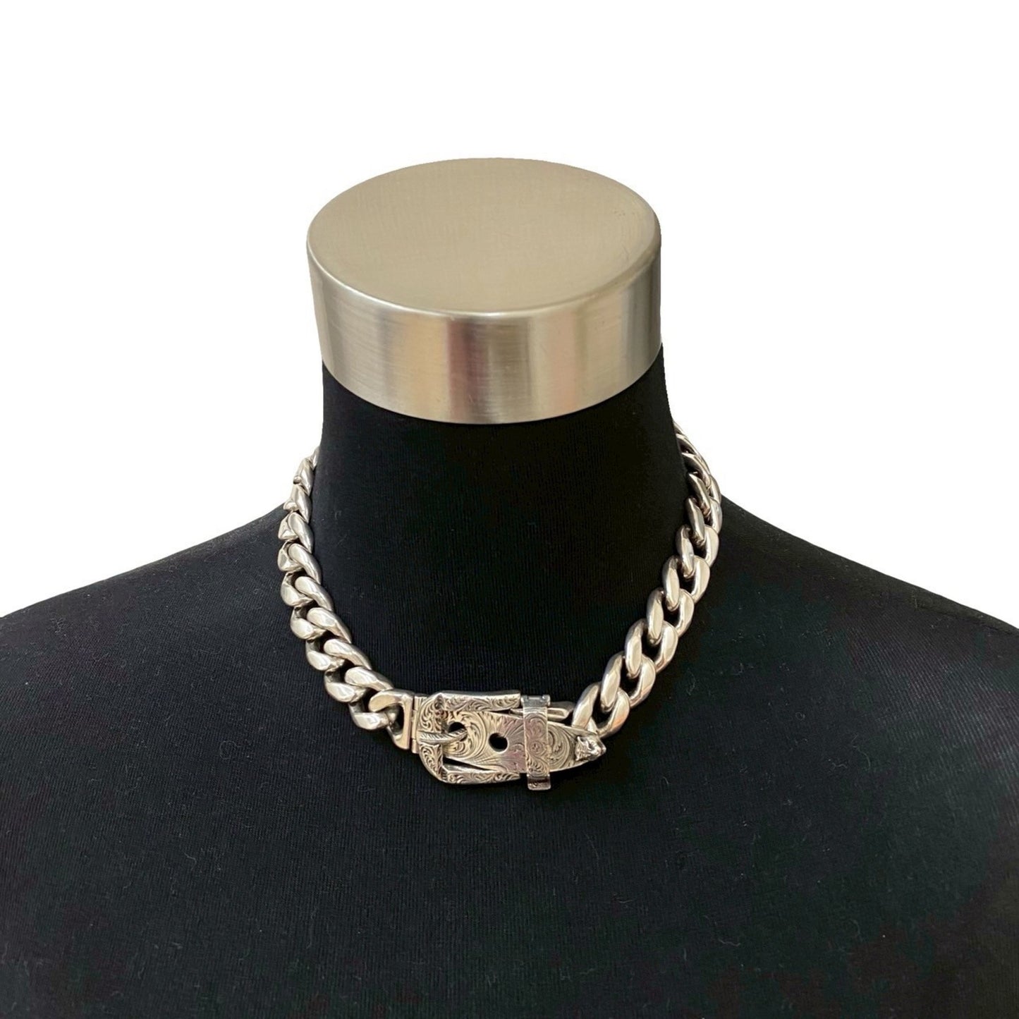 GUCCI Arabesque Cat Head Curb Chain Necklace in Sterling Silver (925) 68420