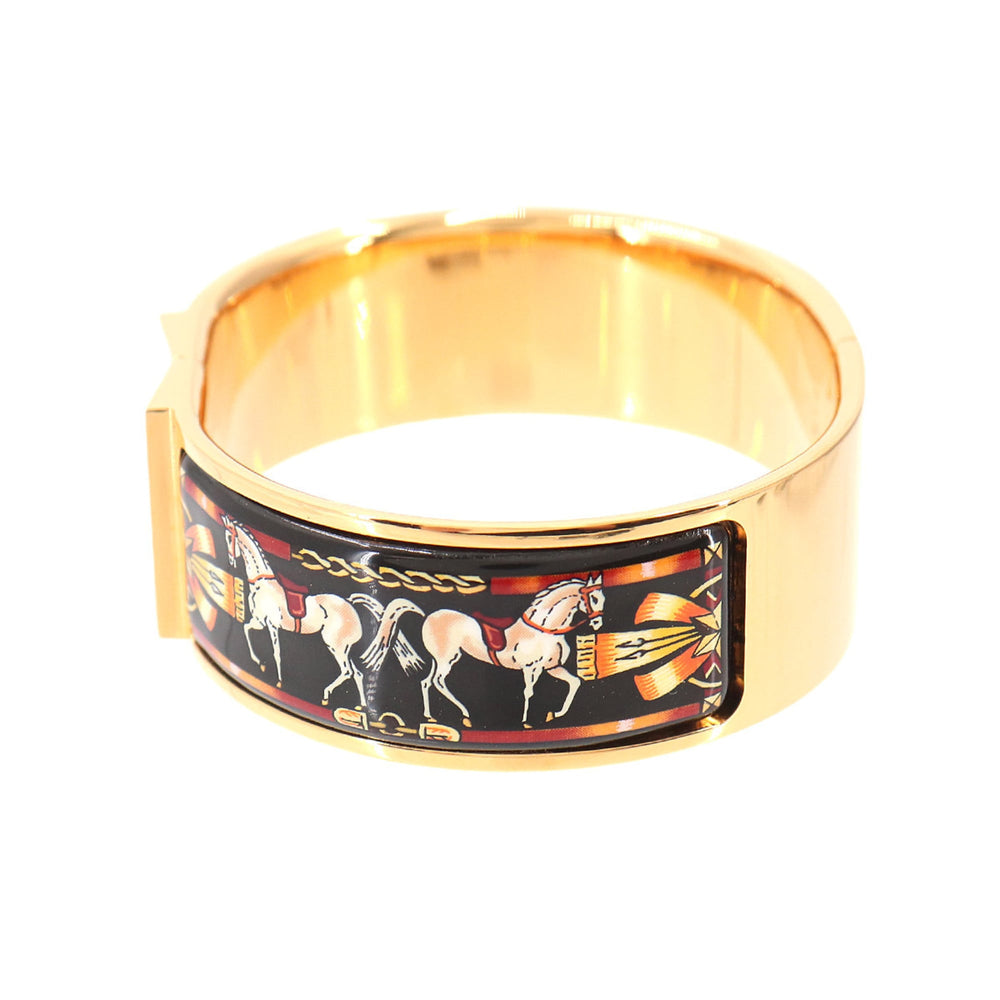 Hermes HERMES Loquet Email GM Bangle Bracelet Gold Black — Like New