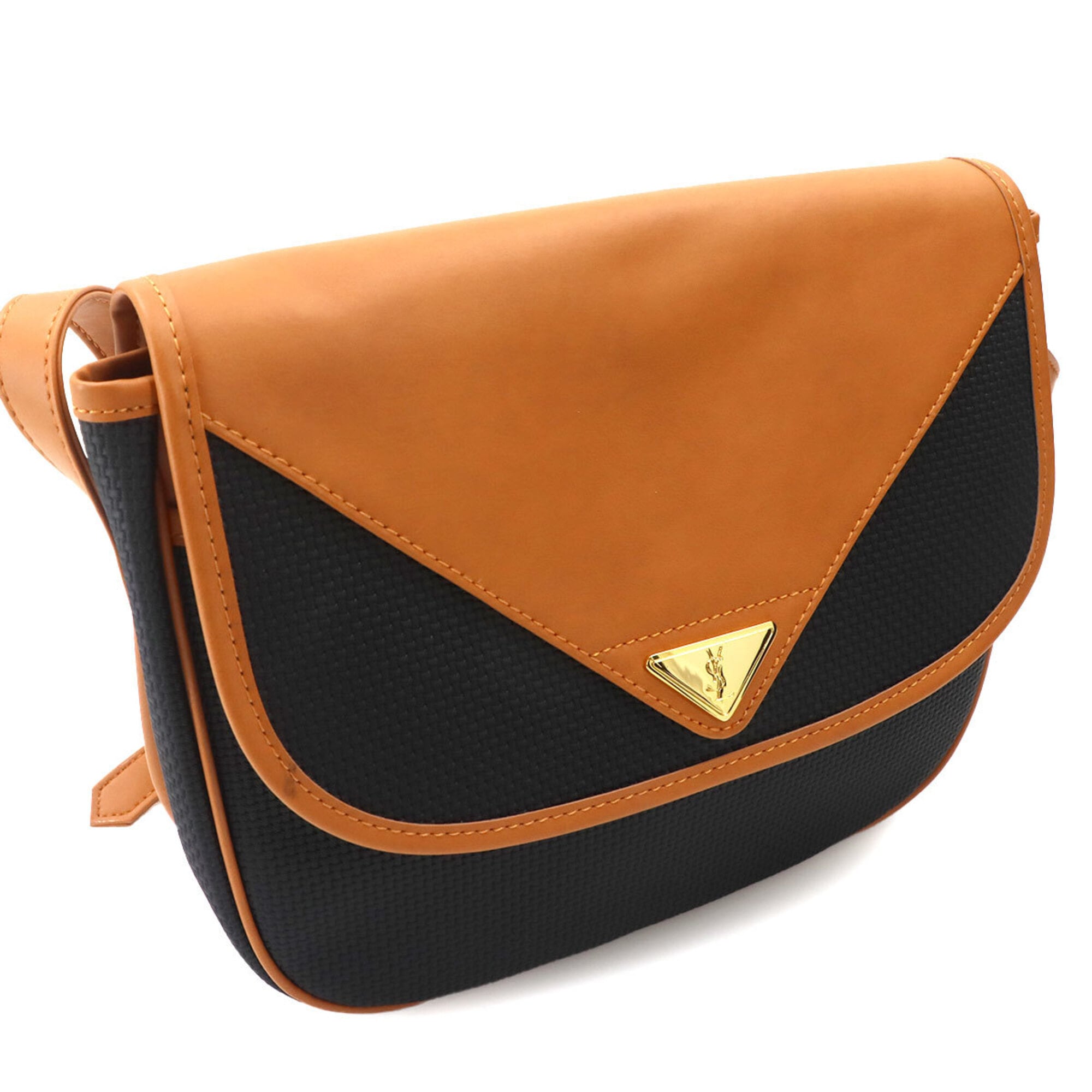 Yves Saint Laurent Shoulder Handbag, Leather, Black/Brown, Gold Hardware — Like New