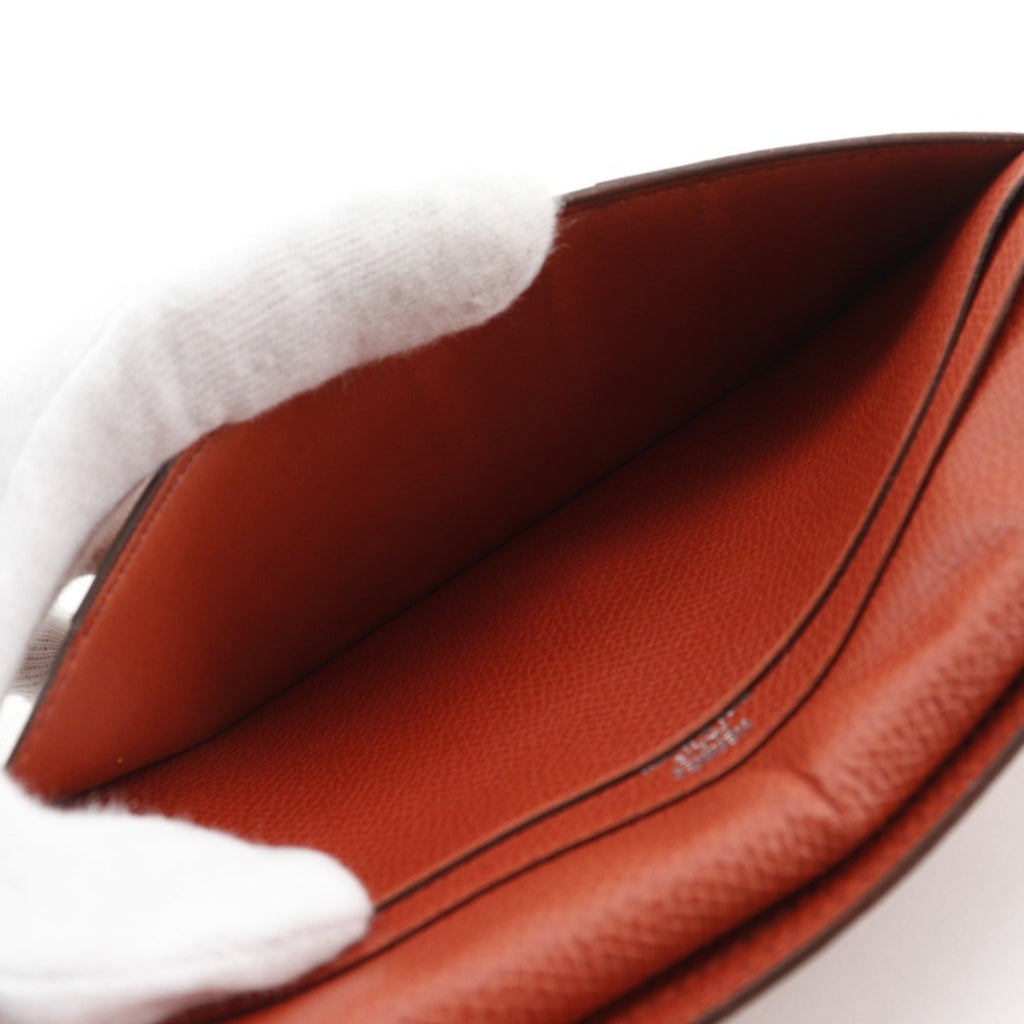 Hermes Hermès Bean Long Wallet, Epsom Leather, 2003, Orange, Women's
