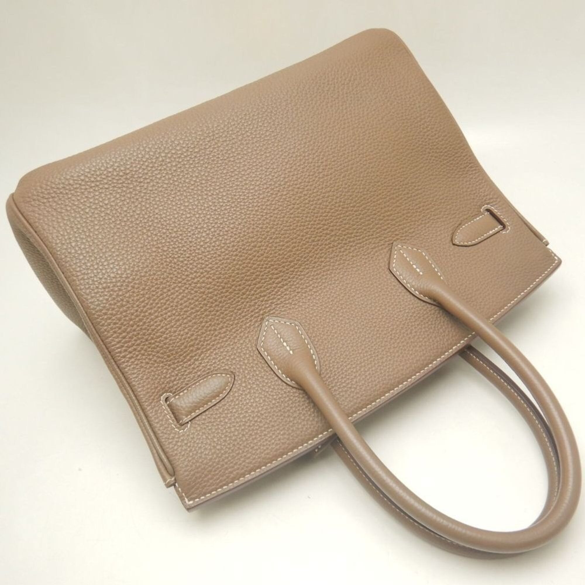 HERMES Birkin 30 Handbag, Togo Leather, Etoupe, Women's, 254088 — Like New