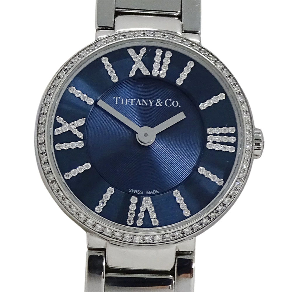 Tiffany & Co. Women's Atlas Diamond Quartz Watch, Stainless Steel (SS), Silver/Navy, 69291651, Polished — Good