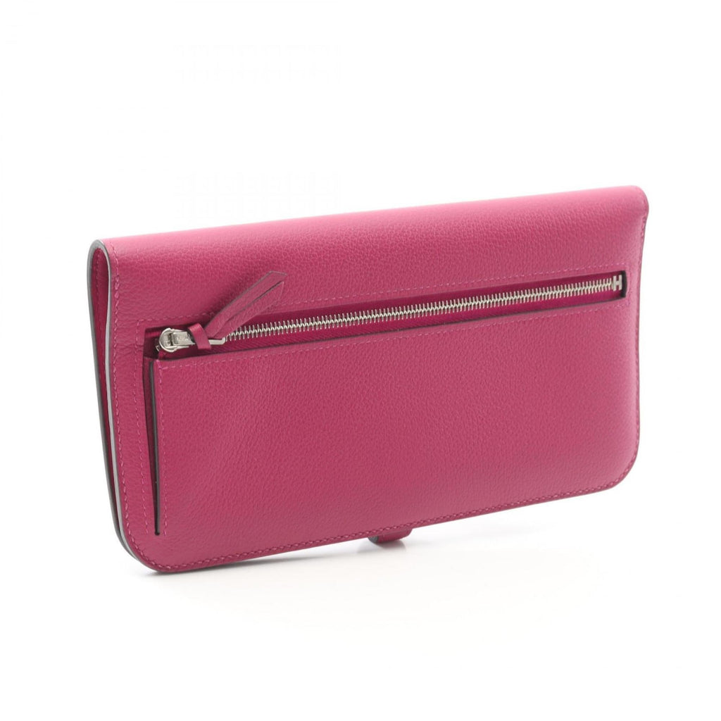 Hermes Hermès Dogon Long Bifold Wallet, Leather, Evercolor, Women's, Pink