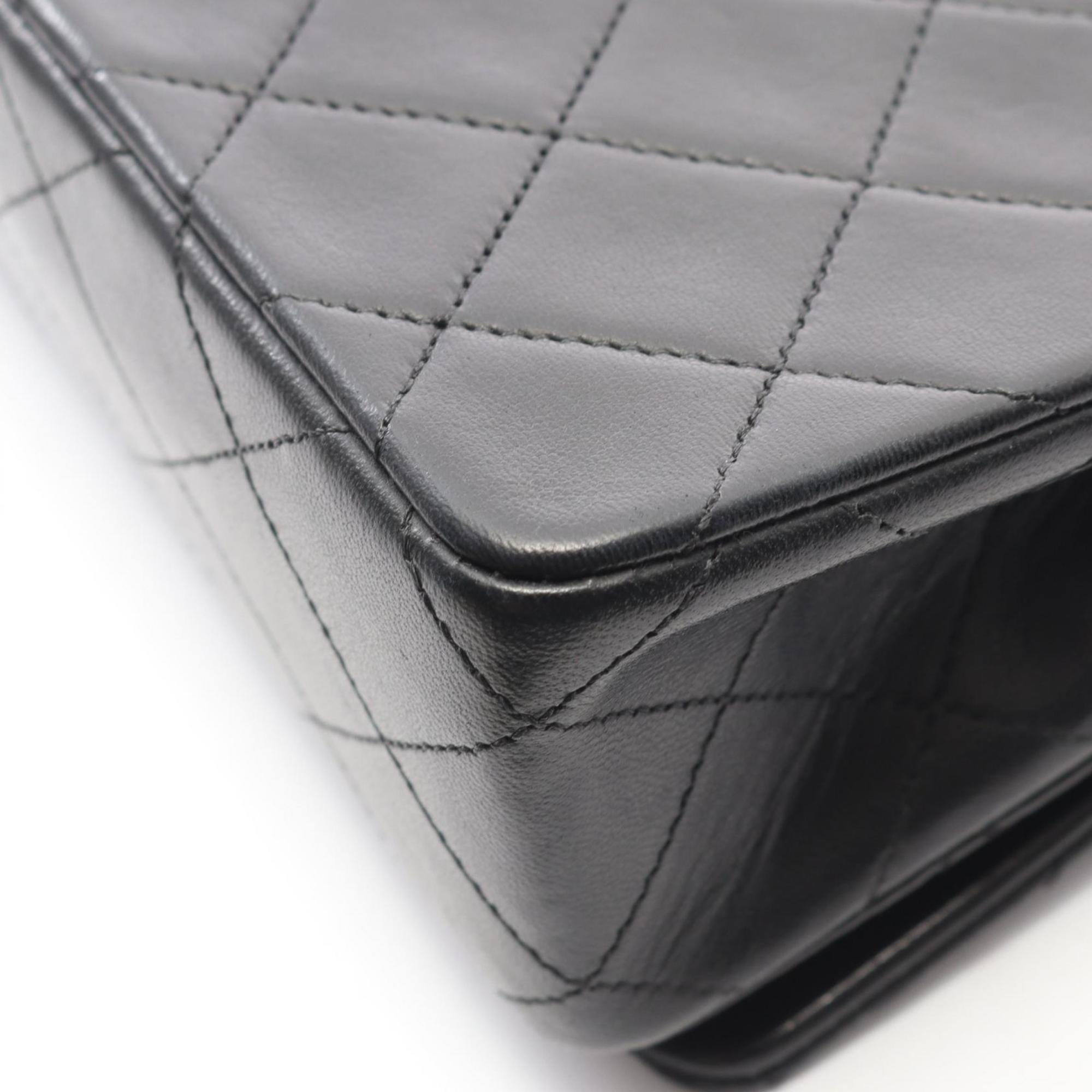 CHANEL Mini Matelasse Full Flap Shoulder Bag/Handbag in Lambskin Leather, Black