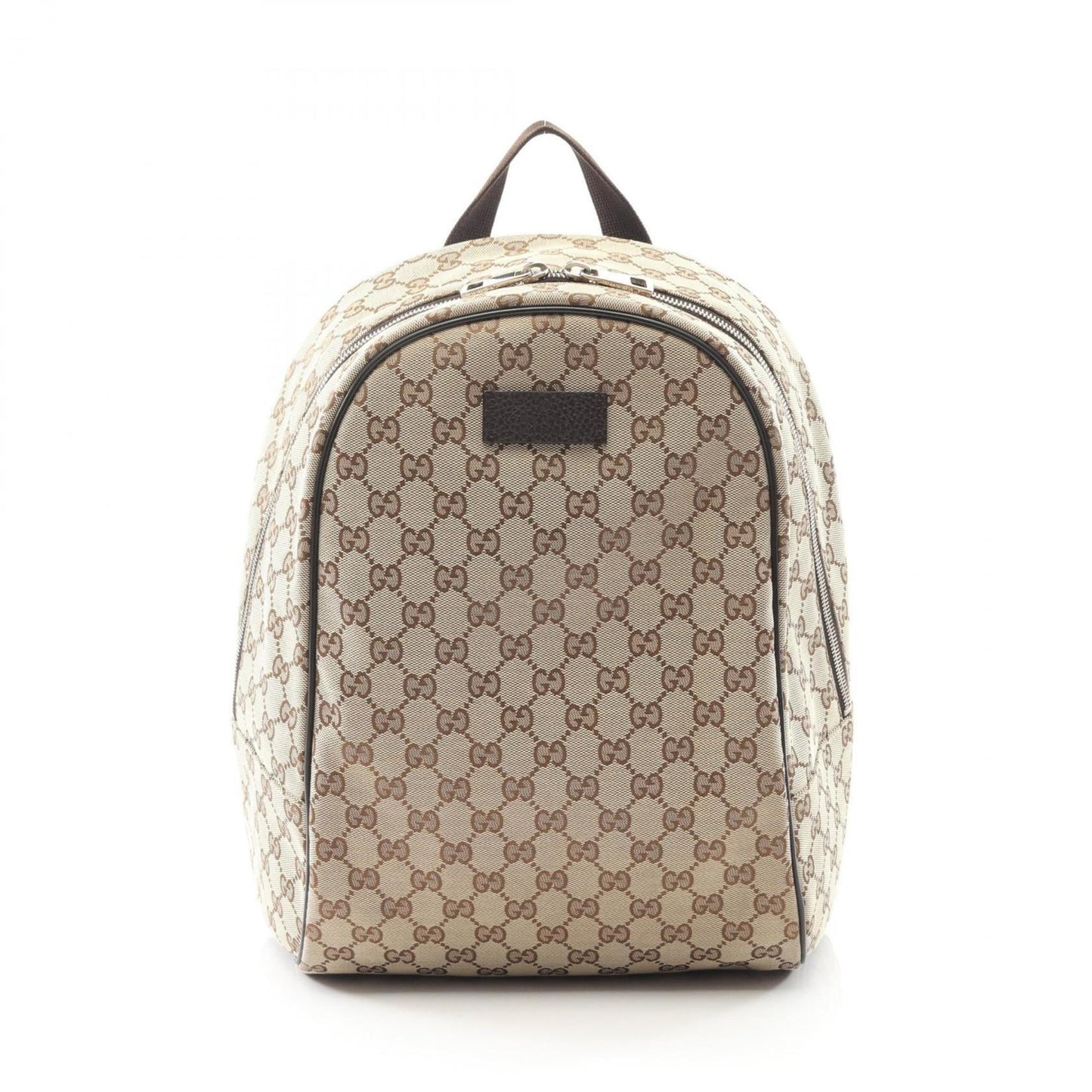 Gucci GG Canvas Backpack, and Leather, Women's, Beige Brown, 449906