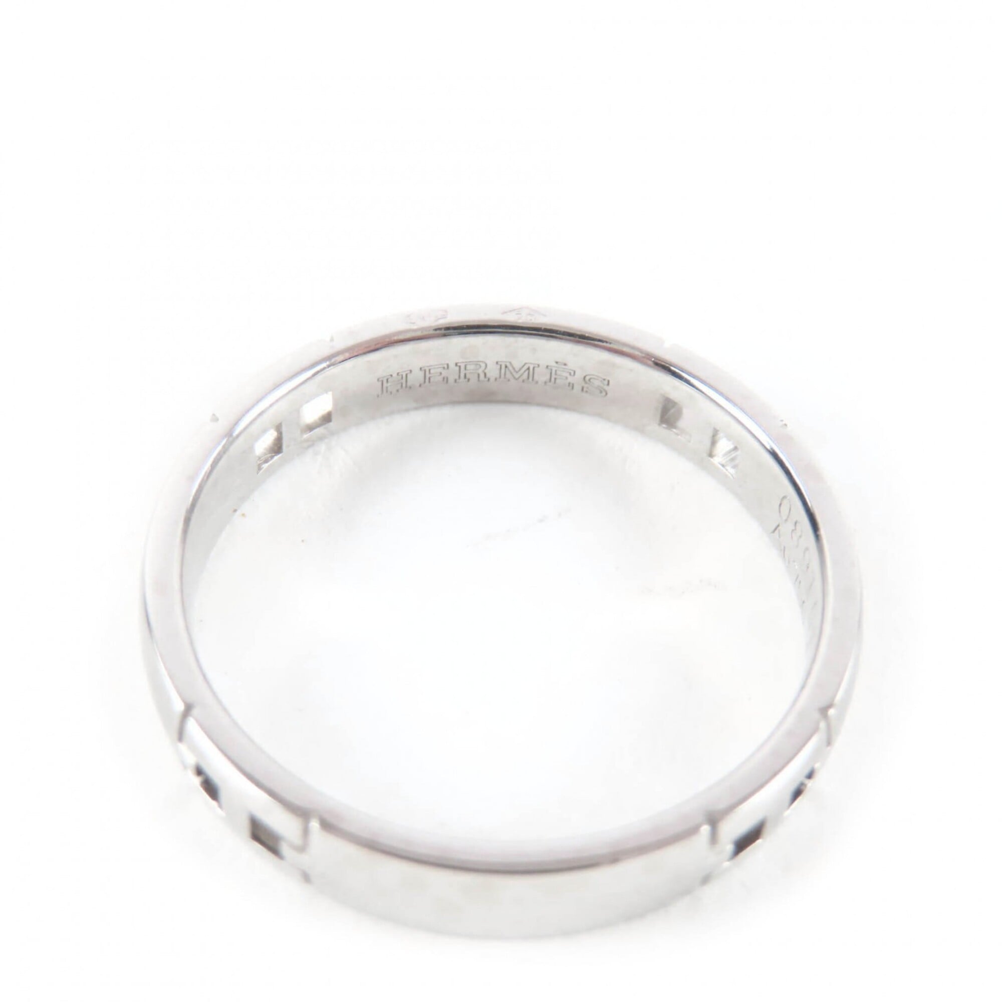 HERMES Hercules Ring 18K 750 (WG) Men's/Women's Accessory Silver 55 Weight 4.27g — Like New