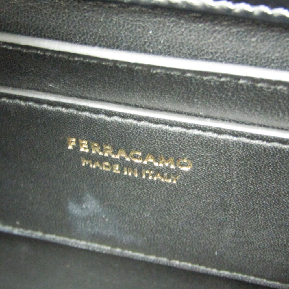 Salvatore Ferragamo Gancini Wanda DH-21 3494 Women's Leather Handbag,Shoulder Bag Black — Like New