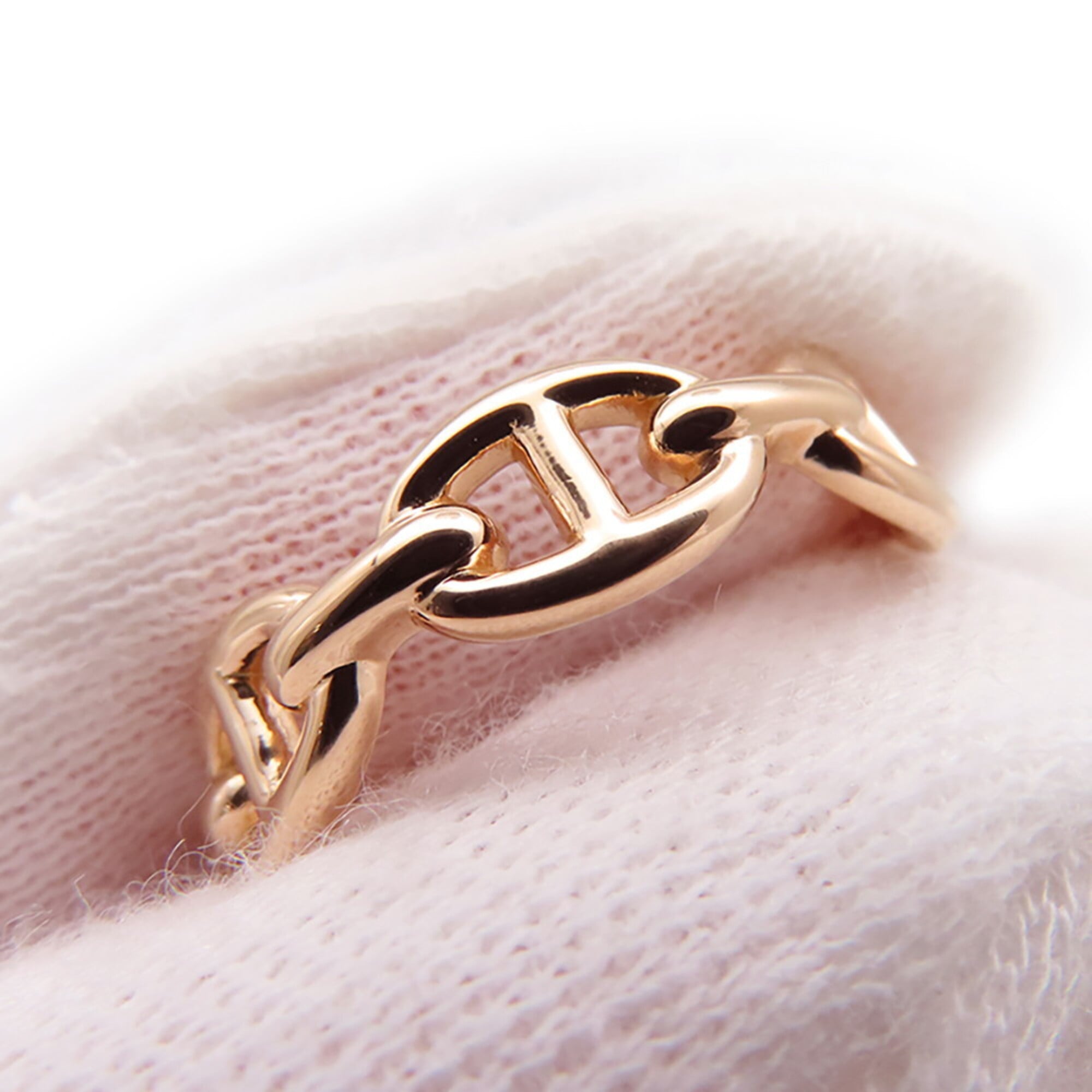Hermes Chaine d'Ancre Enchainee PM Ring, 18KPG Pink Gold, Ring Size 54. HERMES Enchainee, Enchainee — Like New