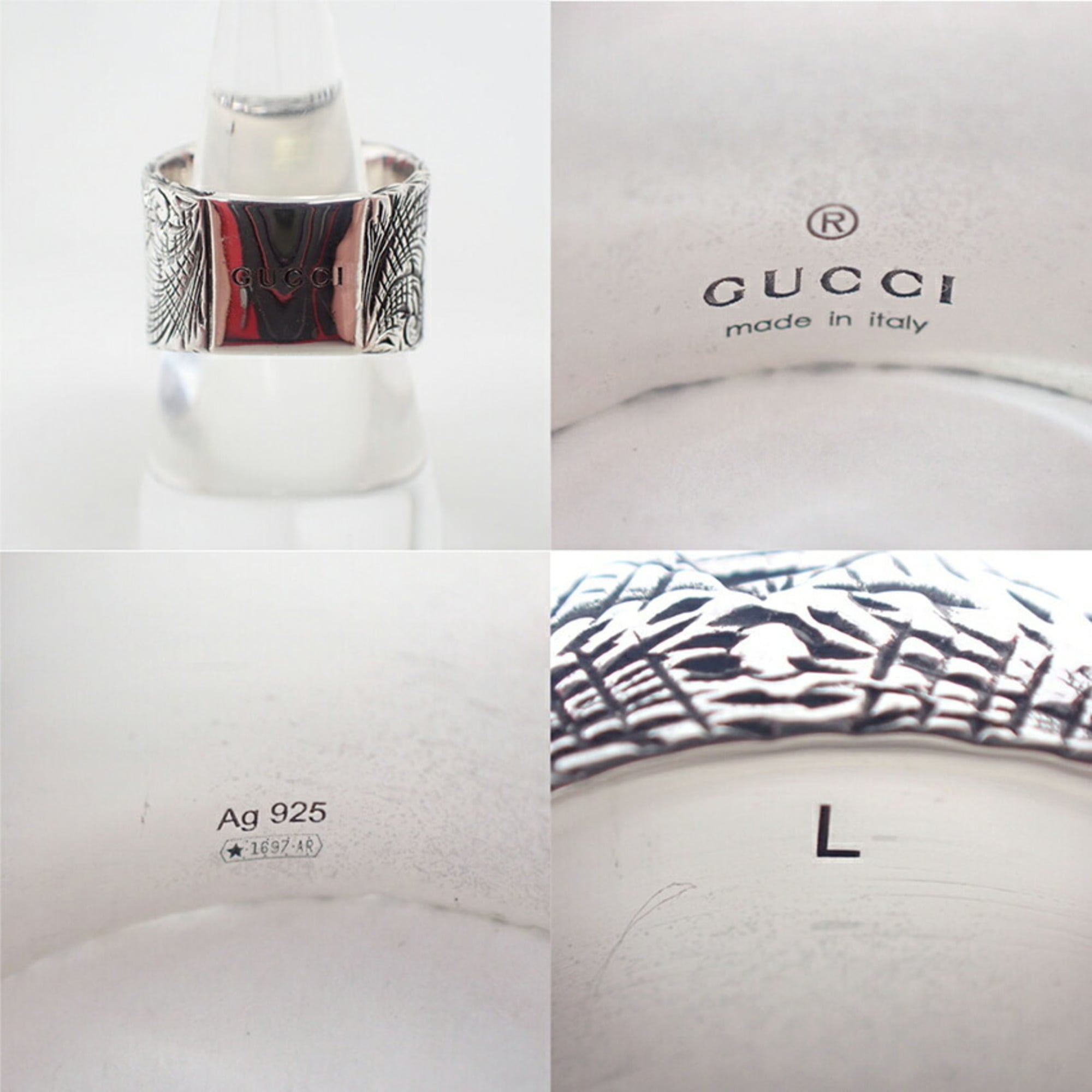 GUCCI Ag925 Alphabet Q Ring, Size 19 — Like New