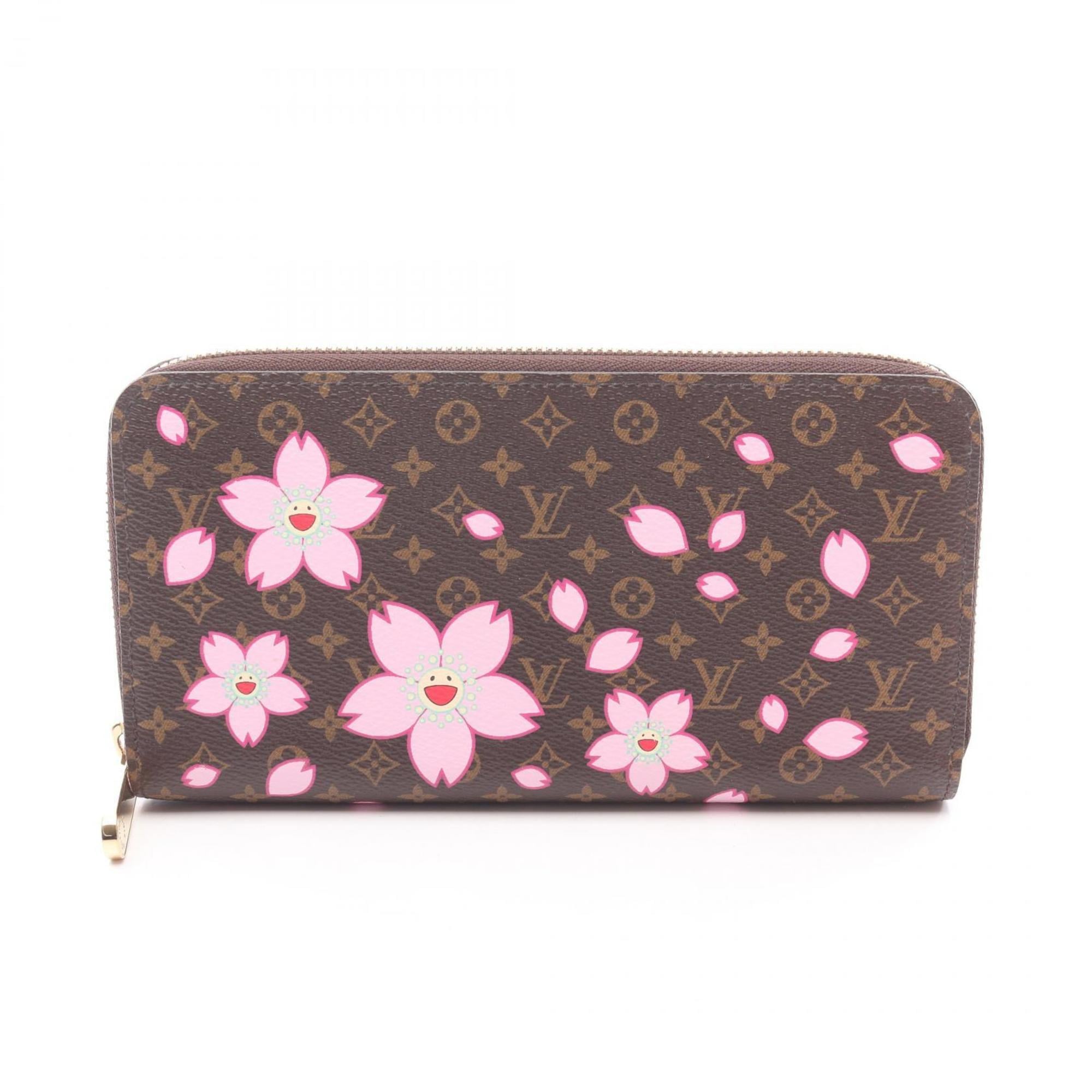 Louis Vuitton LV x TM Zippy Wallet, Round Long Canvas, Monogram Cherry Blossom, Women's, Brown, M13433